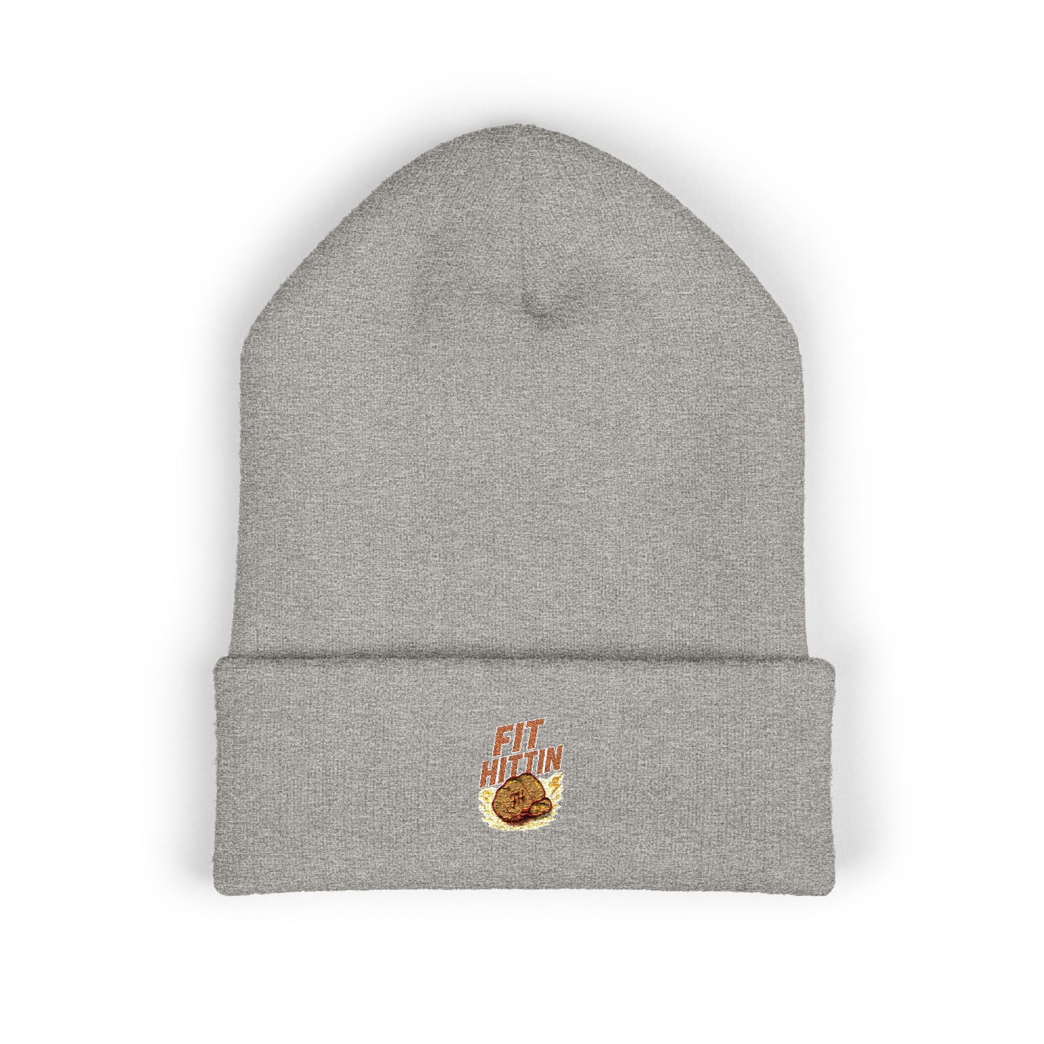 Embroidered 'Fit Flu' Coffee Donut Beanie — Cozy Cuffed Winter Hat