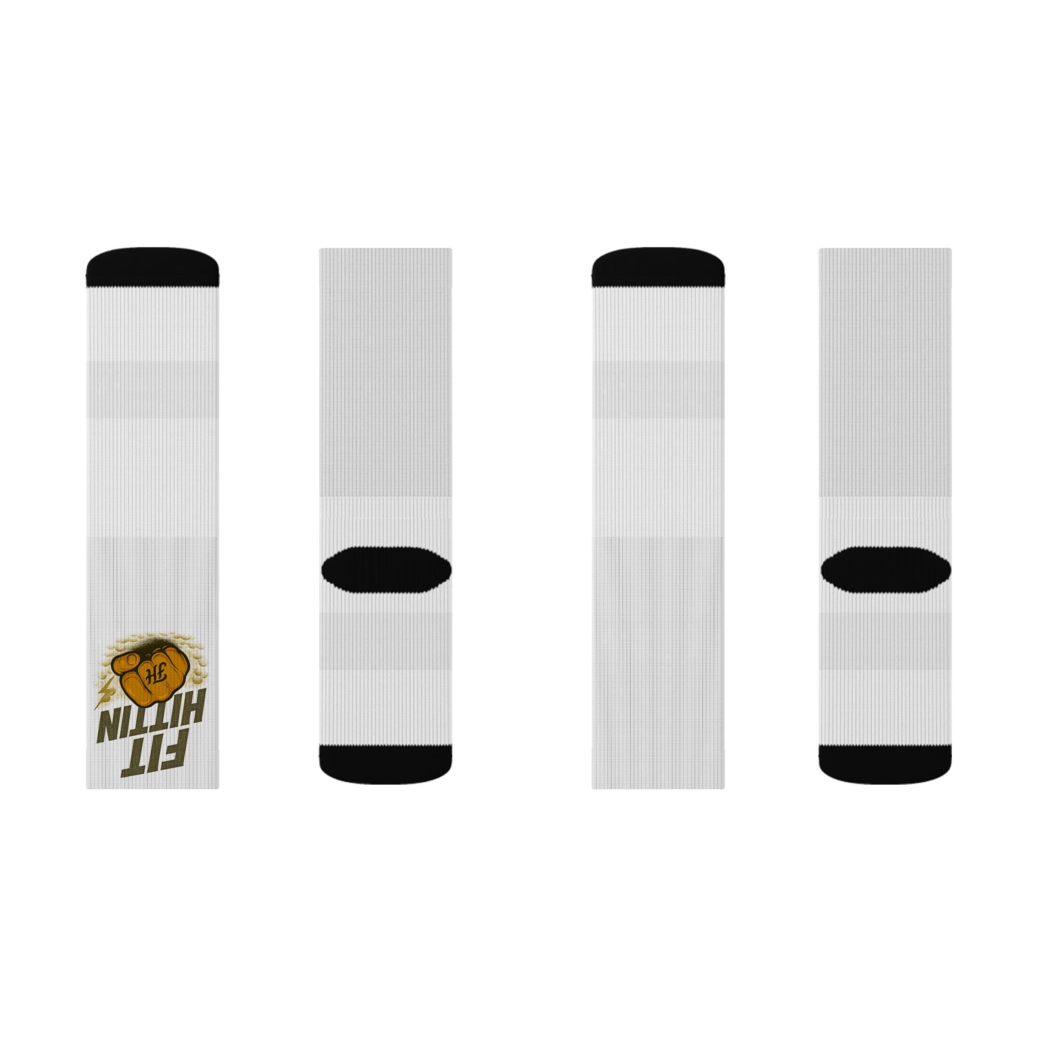 Custom Sublimation Crew Socks — 'Fit Hitin' Logo Athletic Socks