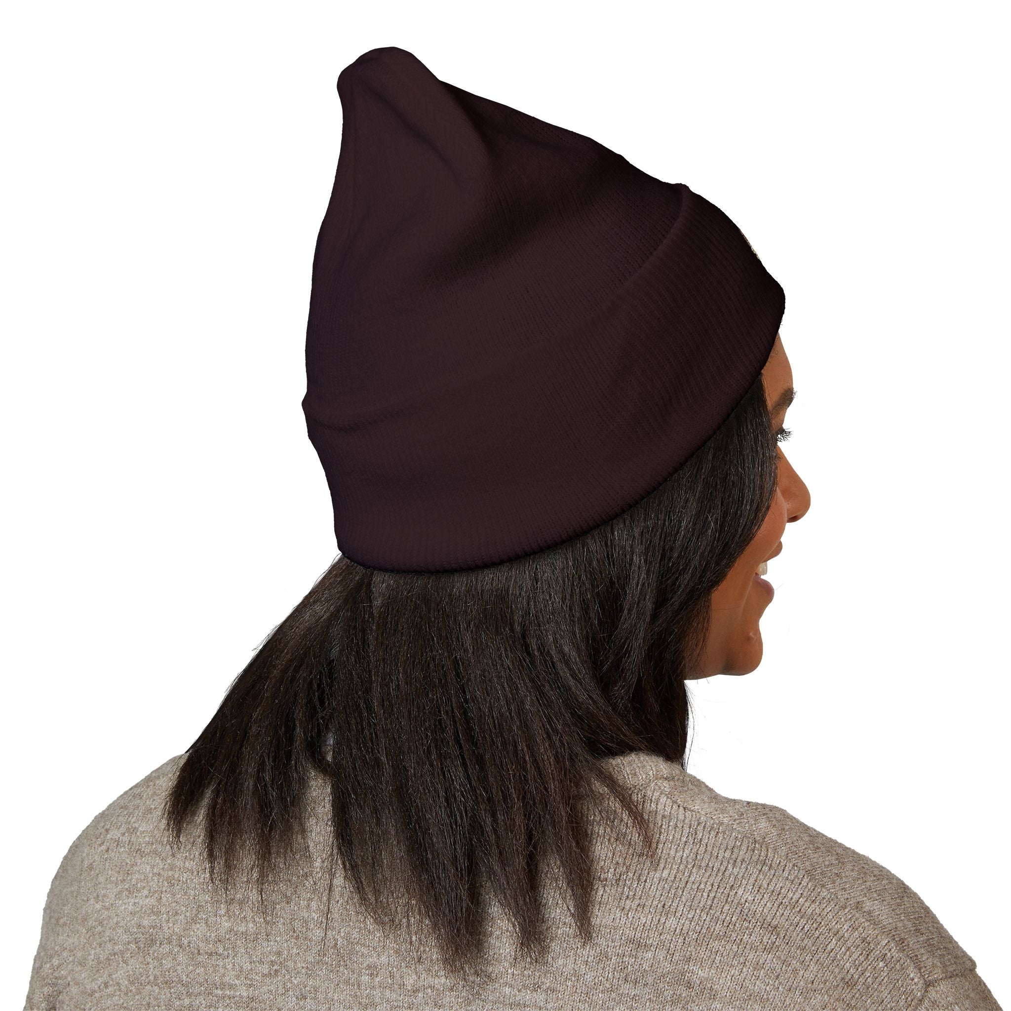 Embroidered 'Fit Flu' Coffee Donut Beanie — Cozy Cuffed Winter Hat