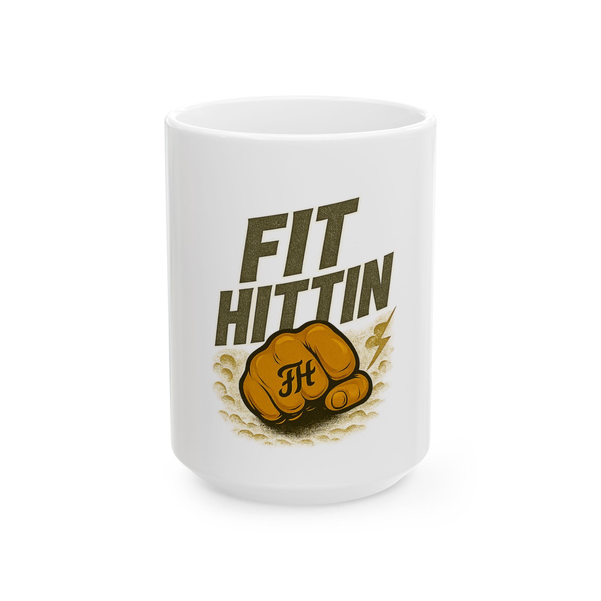 Fit Hittin Boxing Fist Ceramic Mug – Motivational Gym Coffee Cup (11oz & 15oz)