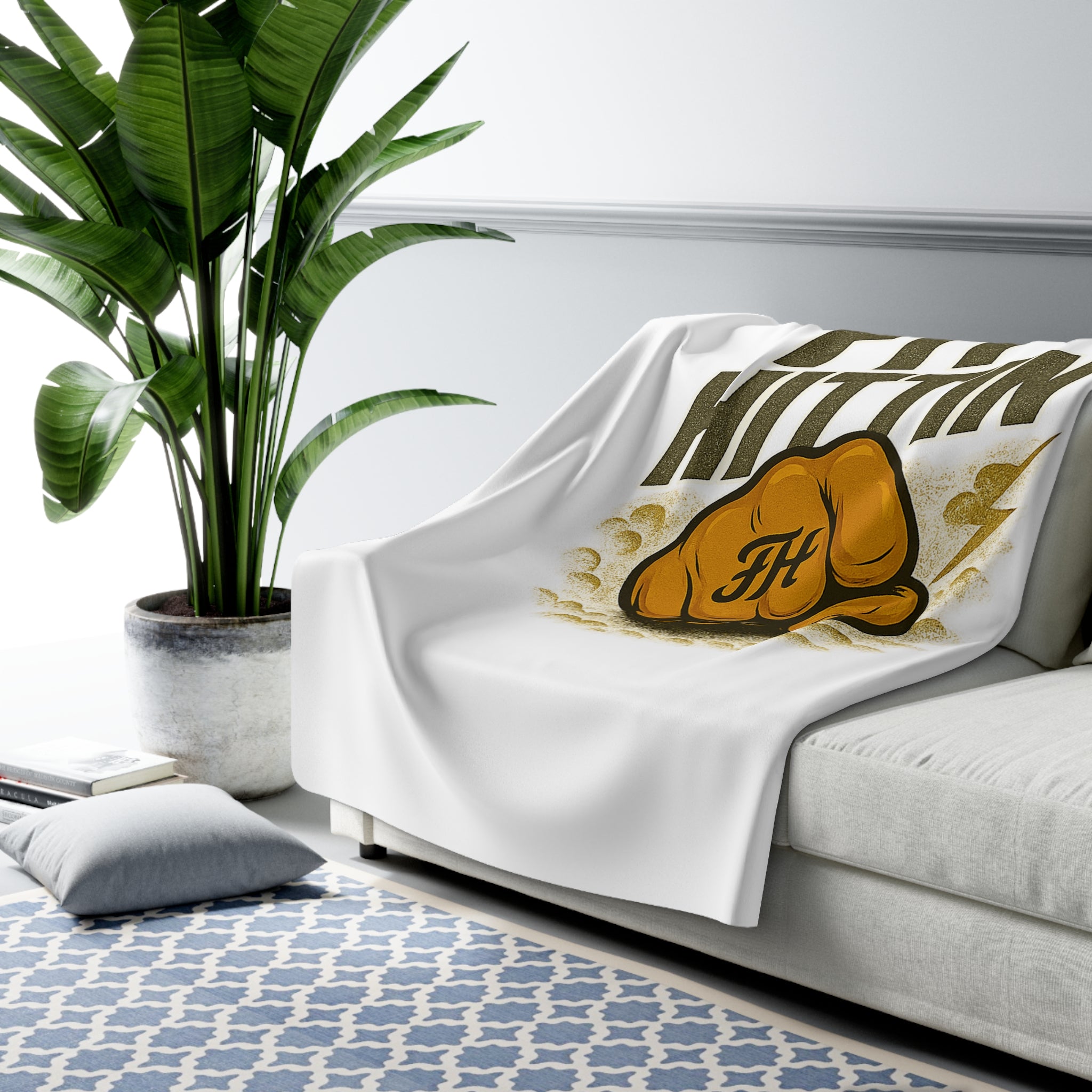 Fit Hittin Fist Sherpa Blanket — Cozy Motivational Fitness Throw