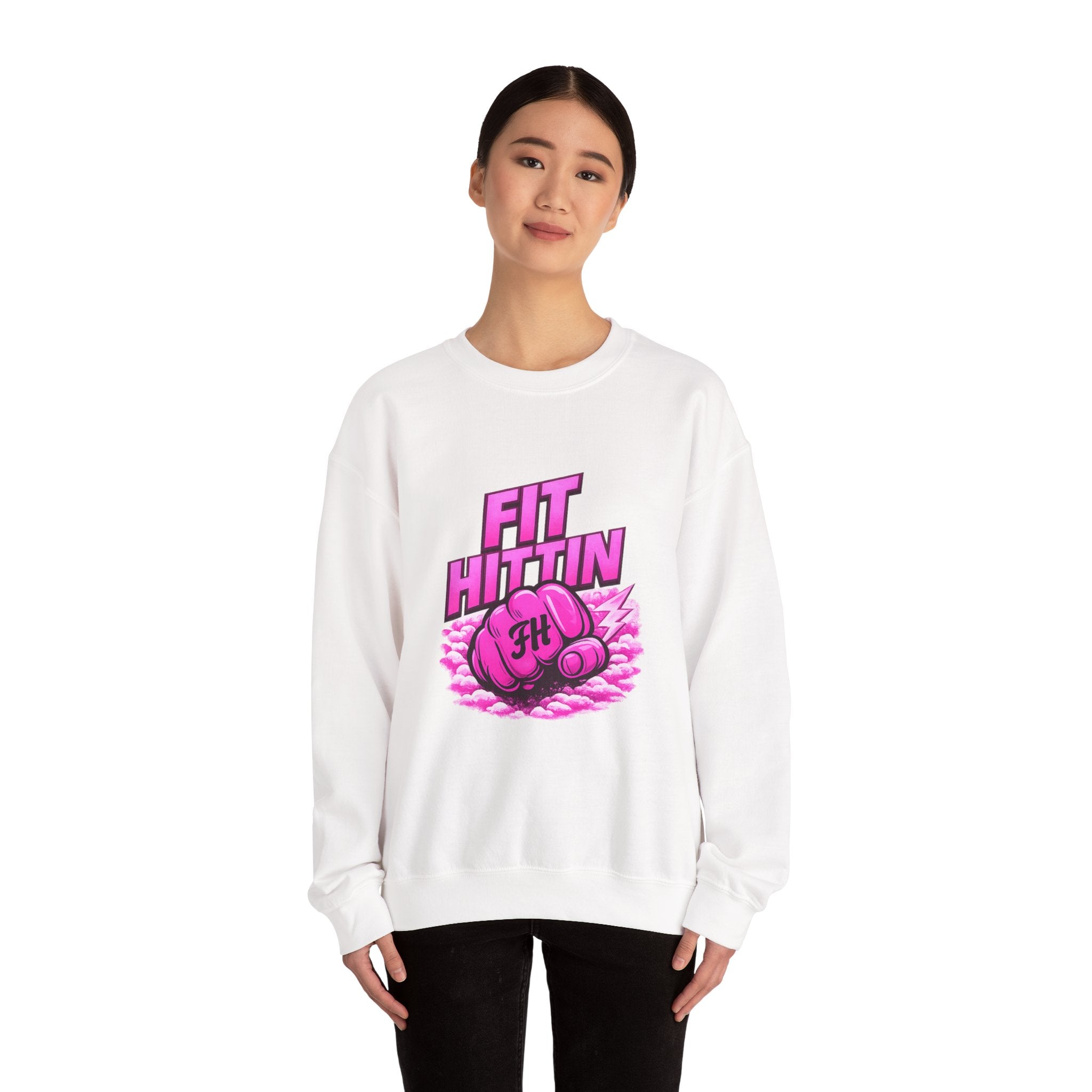 Fit Hittin Boxing Crewneck Sweatshirt — Pink Gloves Graphic