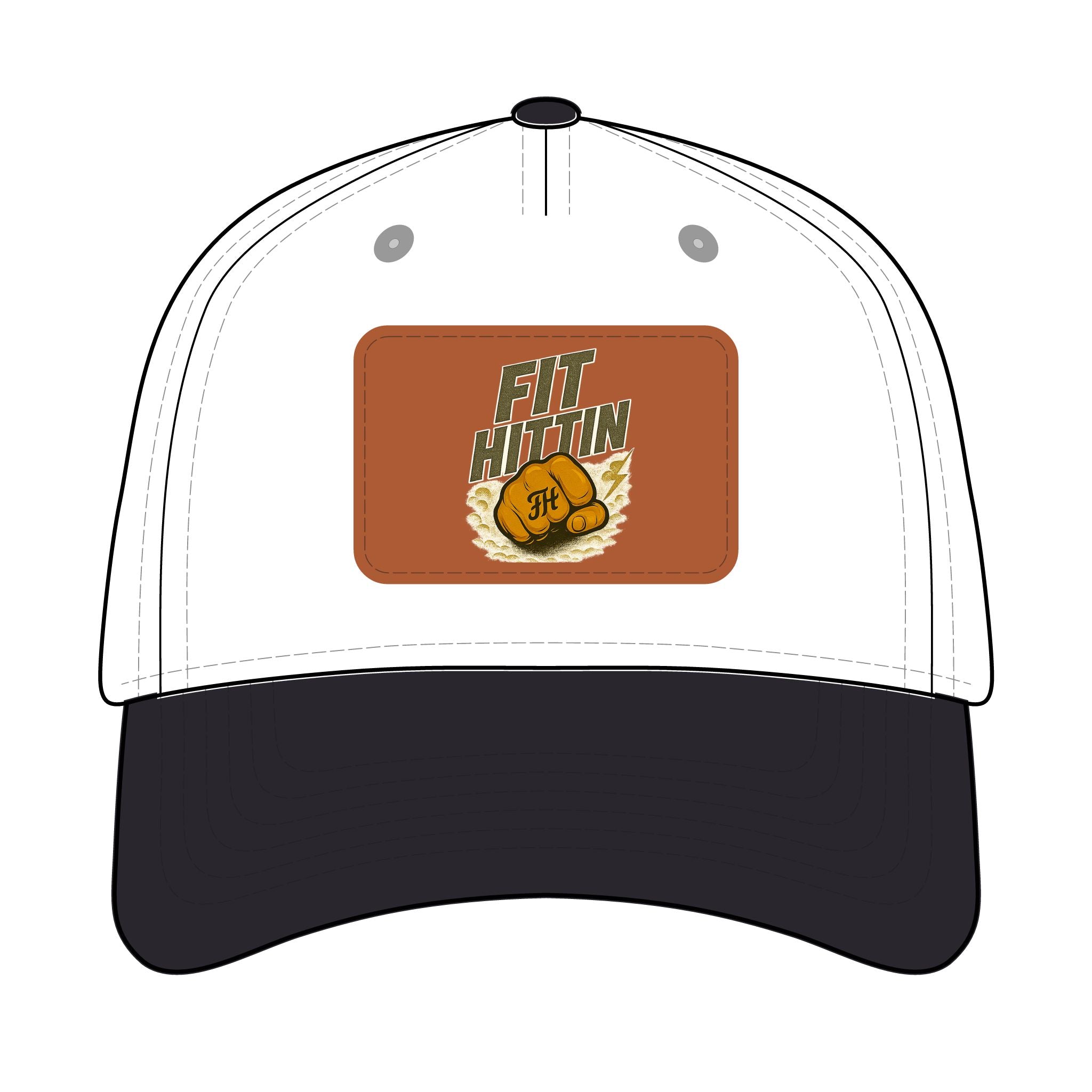 Vintage Boxing Leather Patch Baseball Cap — “Fit Hard” Mid-Profile Hat