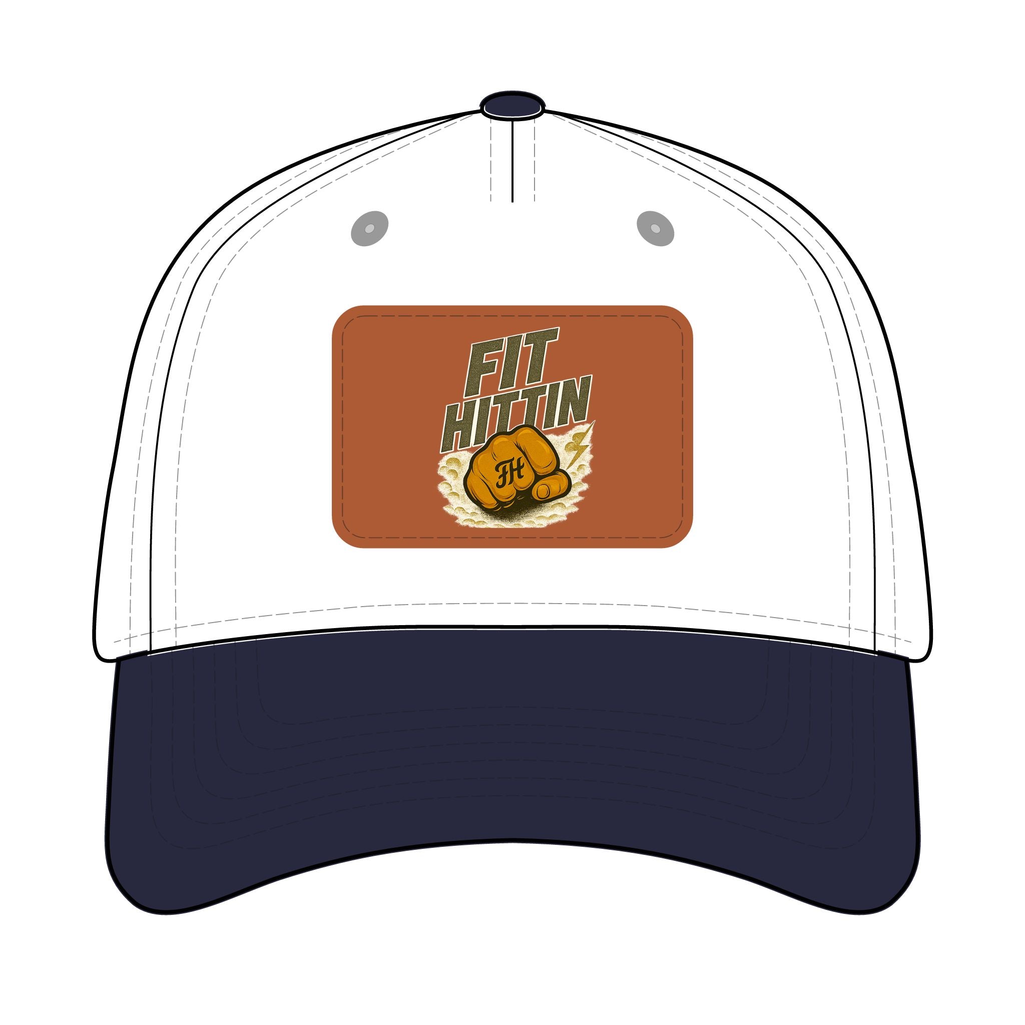 Vintage Boxing Leather Patch Baseball Cap — “Fit Hard” Mid-Profile Hat