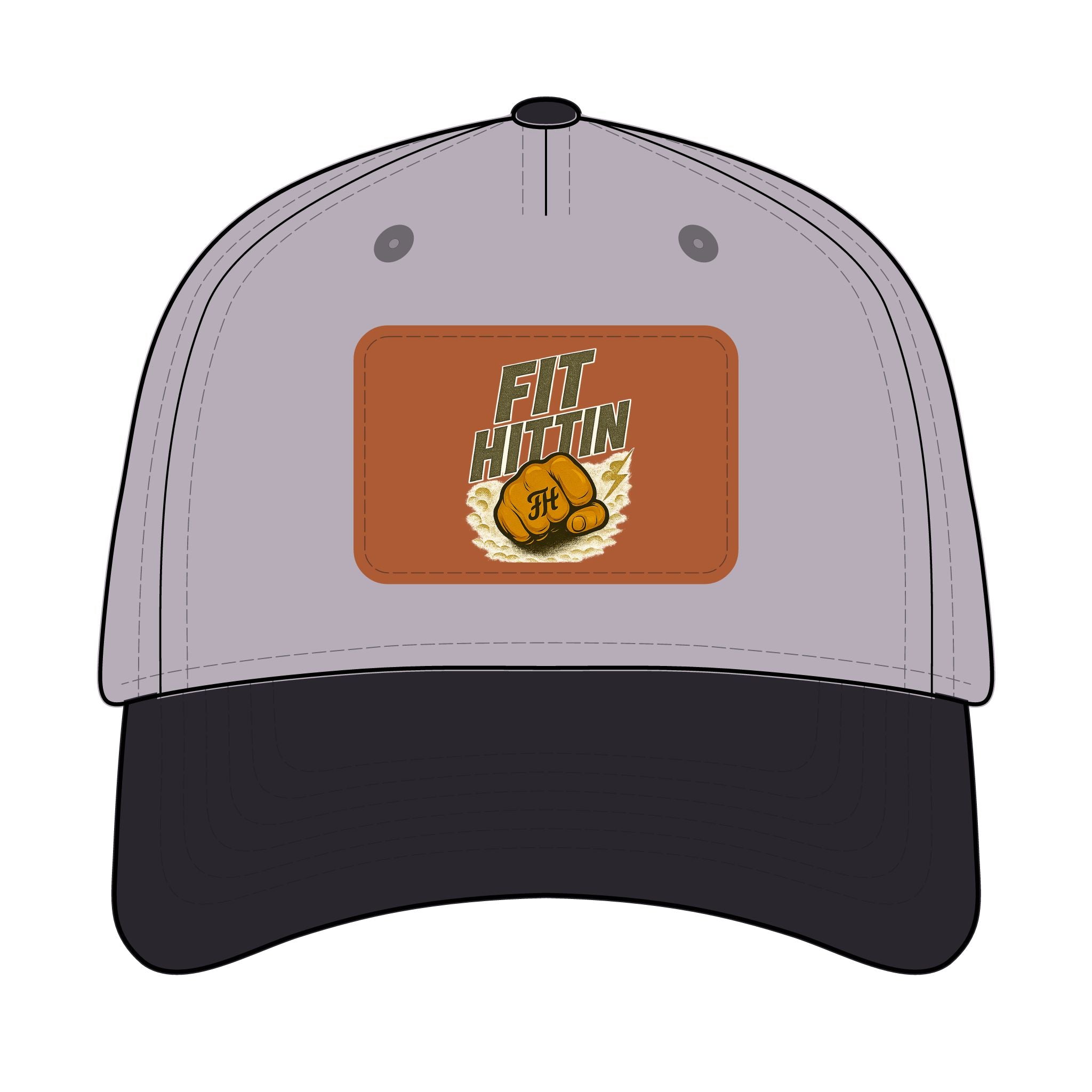 Vintage Boxing Leather Patch Baseball Cap — “Fit Hard” Mid-Profile Hat