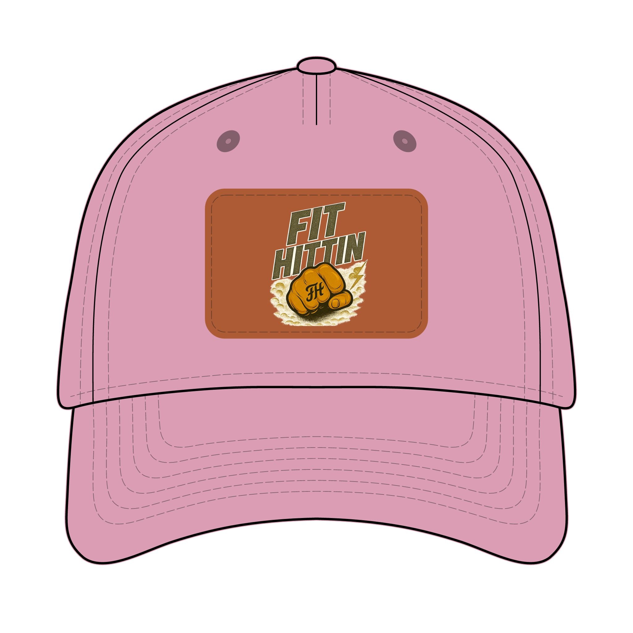 Vintage Boxing Leather Patch Baseball Cap — “Fit Hard” Mid-Profile Hat