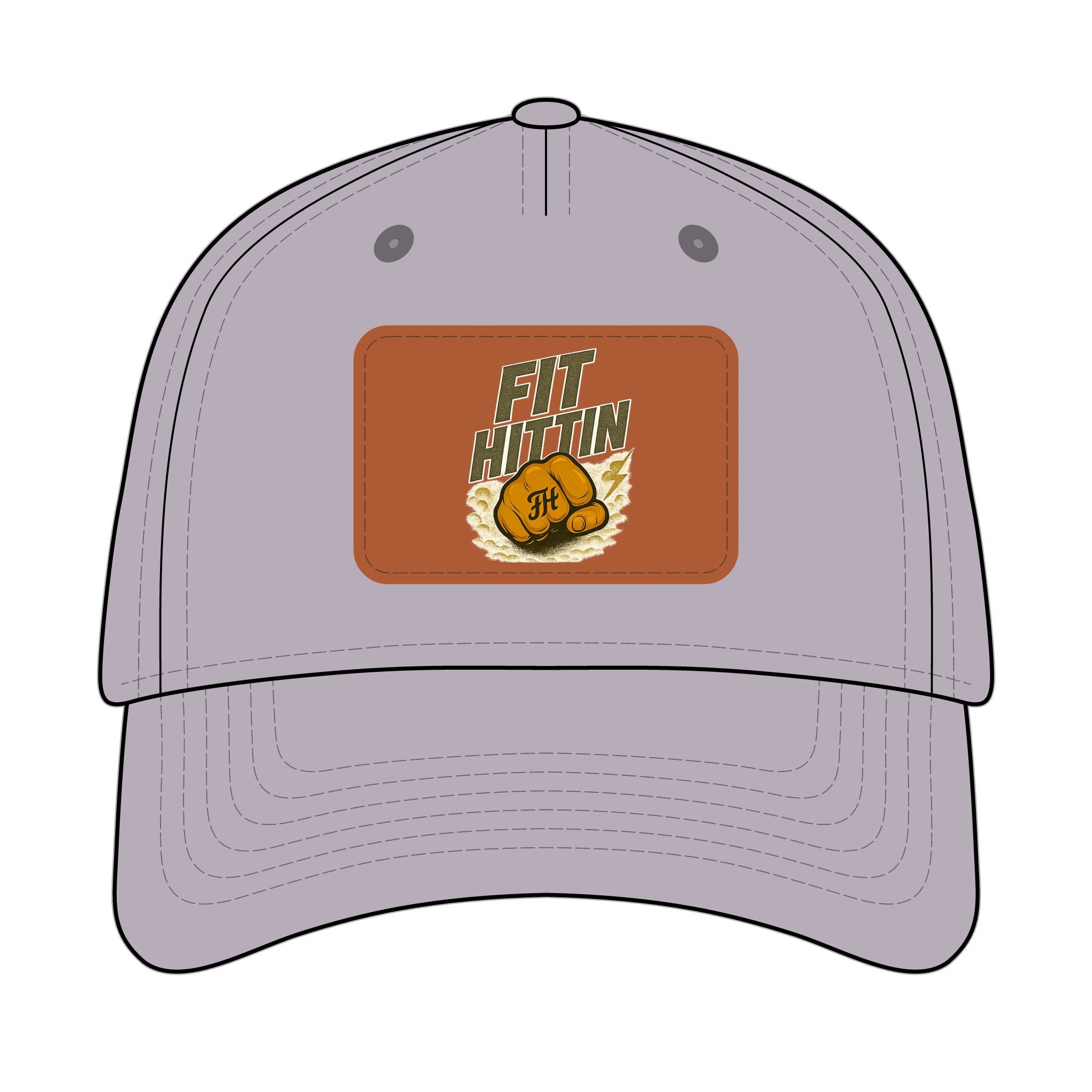 Vintage Boxing Leather Patch Baseball Cap — “Fit Hard” Mid-Profile Hat