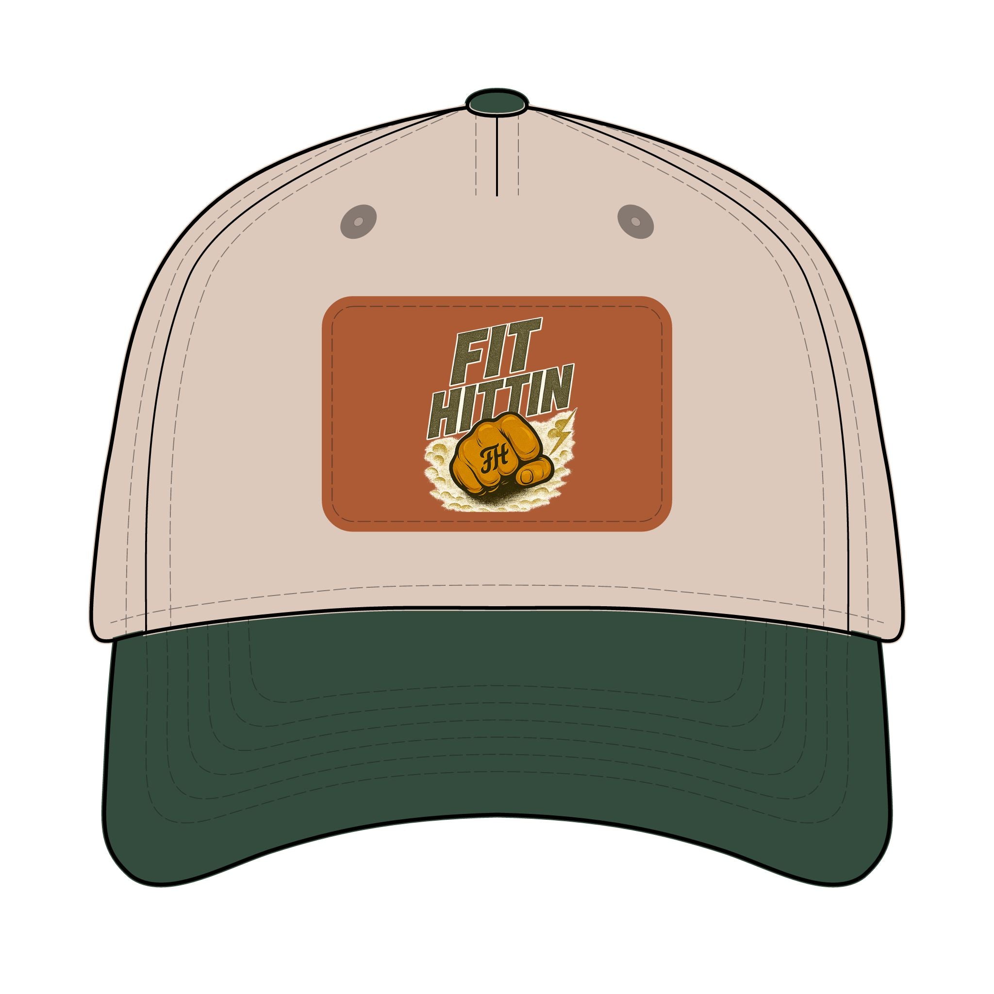 Vintage Boxing Leather Patch Baseball Cap — “Fit Hard” Mid-Profile Hat