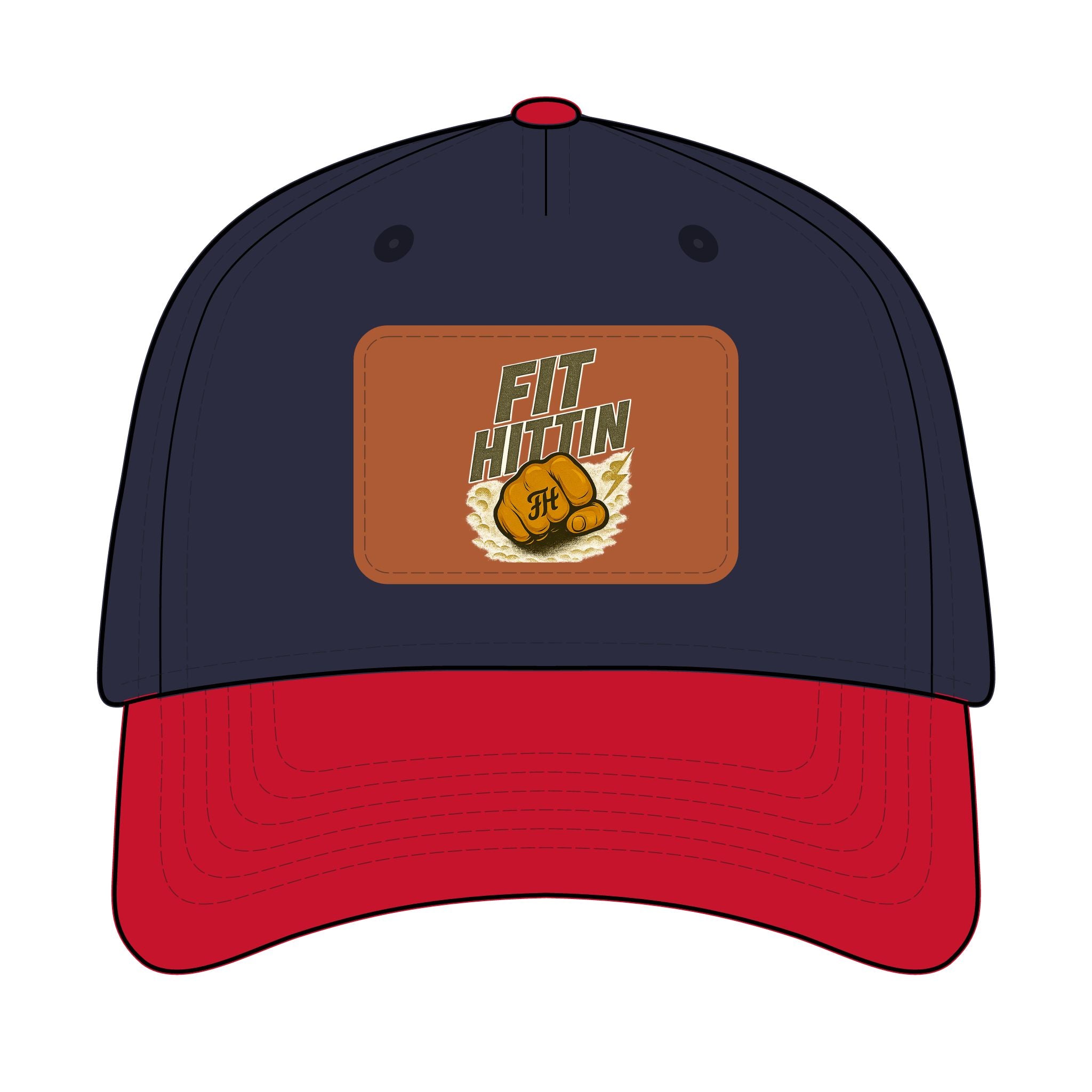 Vintage Boxing Leather Patch Baseball Cap — “Fit Hard” Mid-Profile Hat