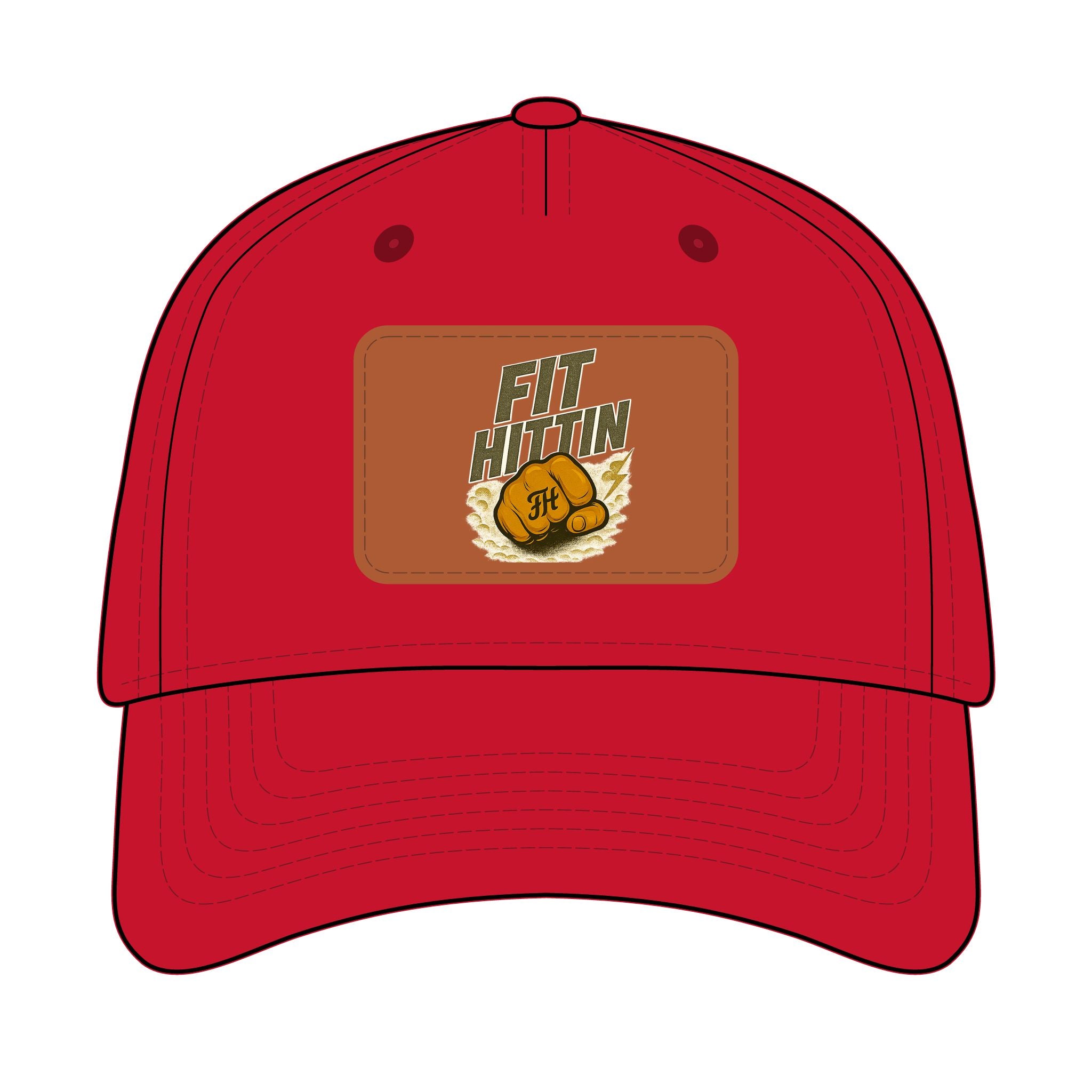Vintage Boxing Leather Patch Baseball Cap — “Fit Hard” Mid-Profile Hat
