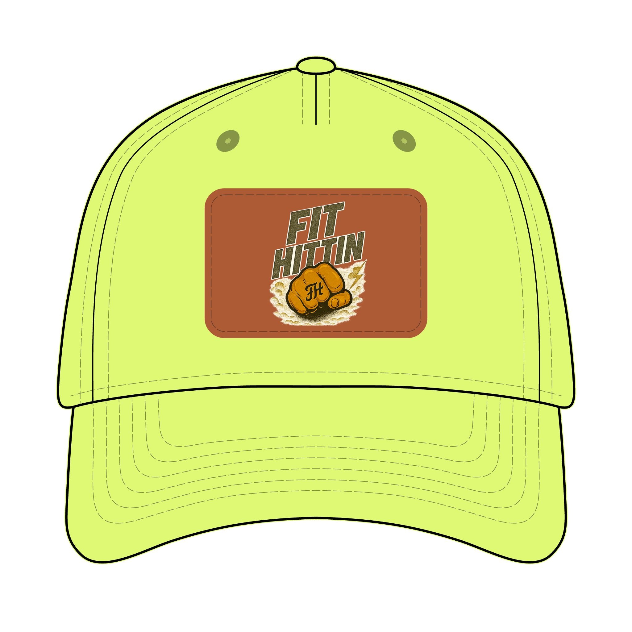 Vintage Boxing Leather Patch Baseball Cap — “Fit Hard” Mid-Profile Hat