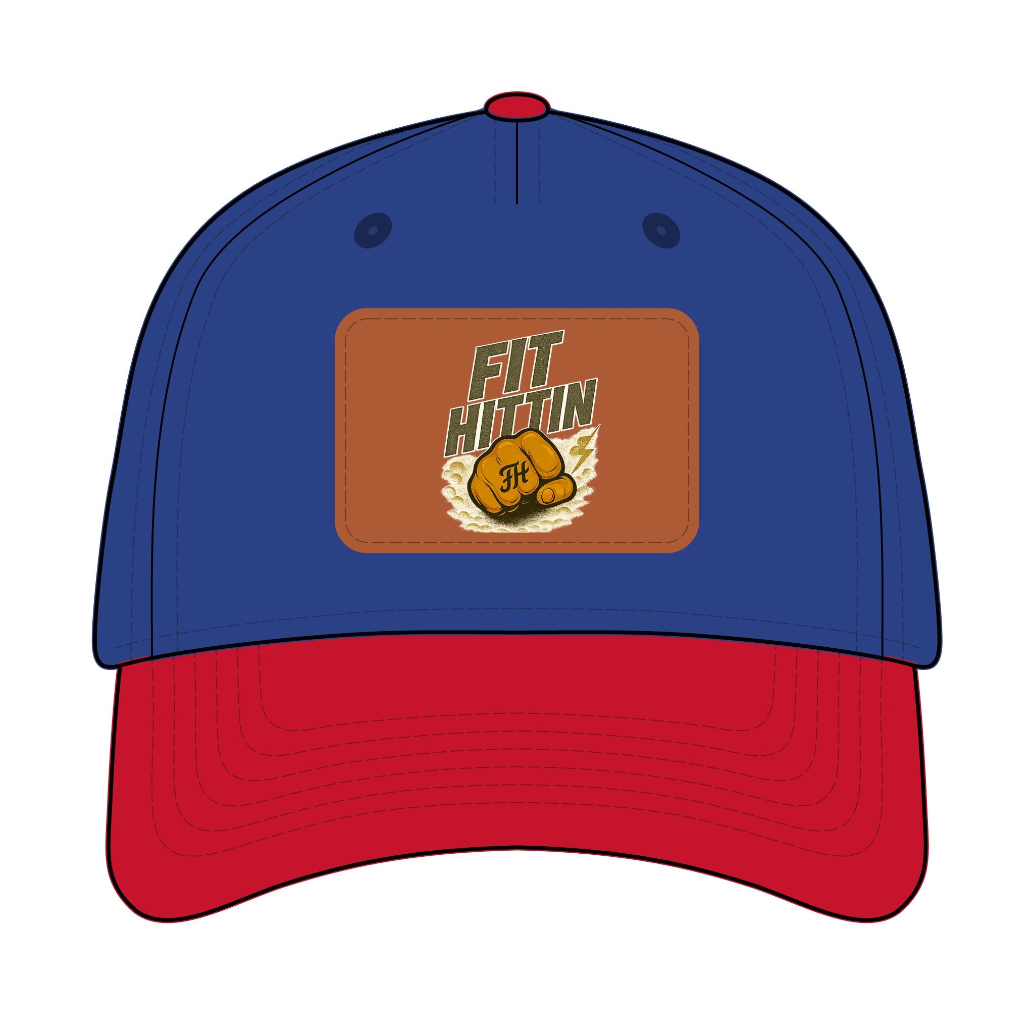 Vintage Boxing Leather Patch Baseball Cap — “Fit Hard” Mid-Profile Hat
