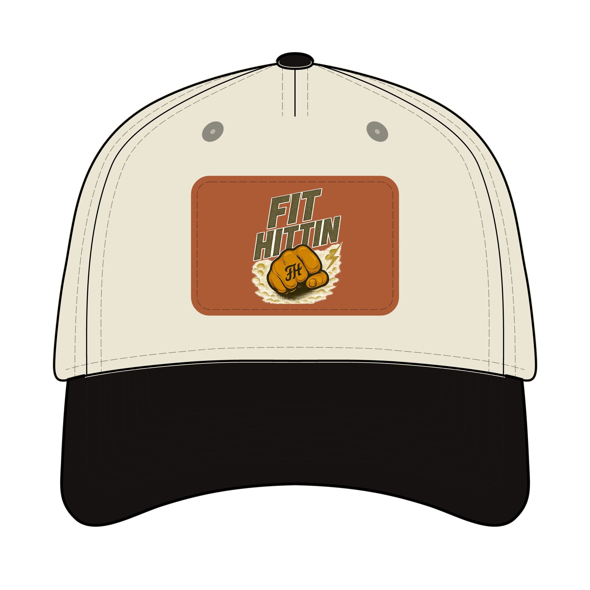 Vintage Boxing Leather Patch Baseball Cap — “Fit Hard” Mid-Profile Hat