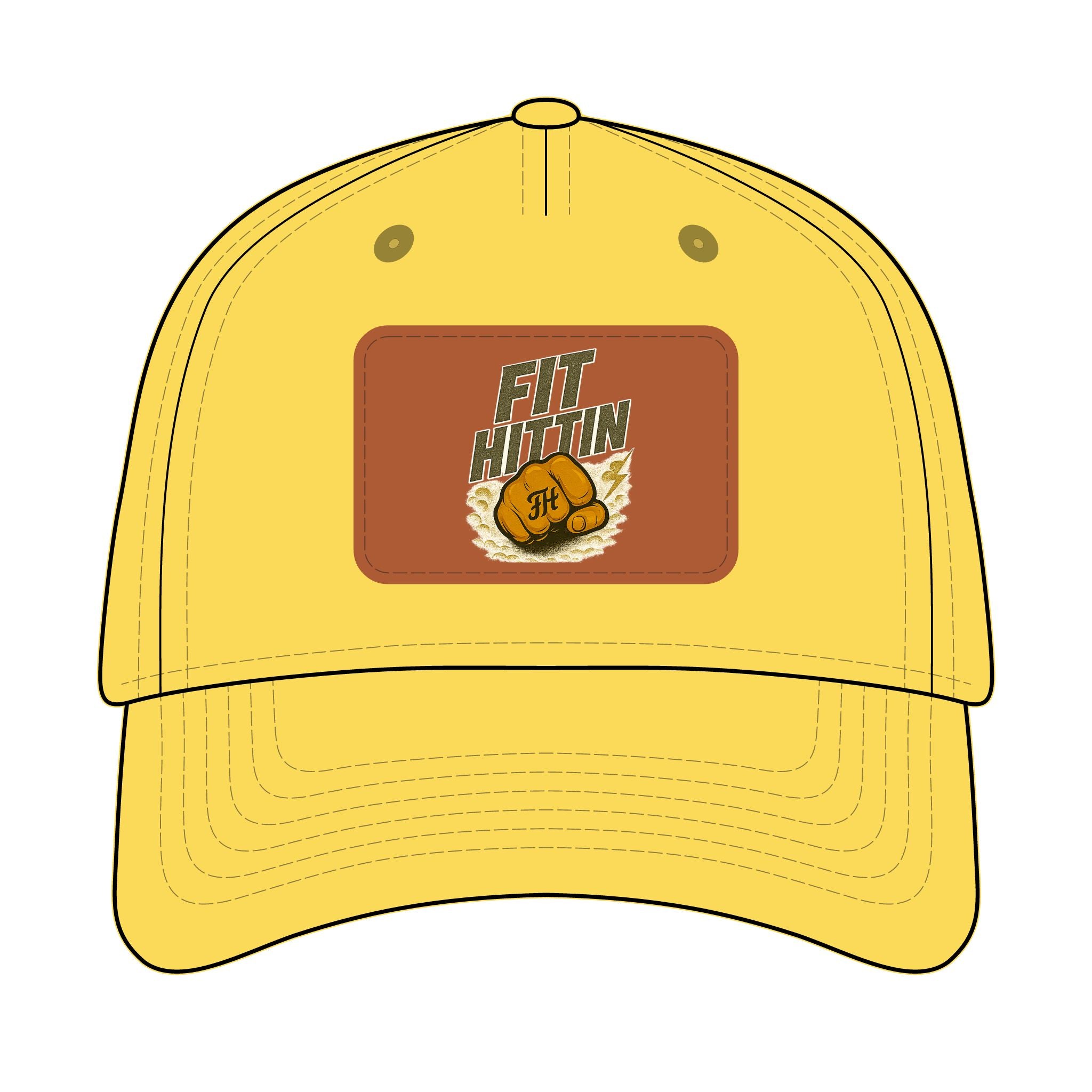 Vintage Boxing Leather Patch Baseball Cap — “Fit Hard” Mid-Profile Hat