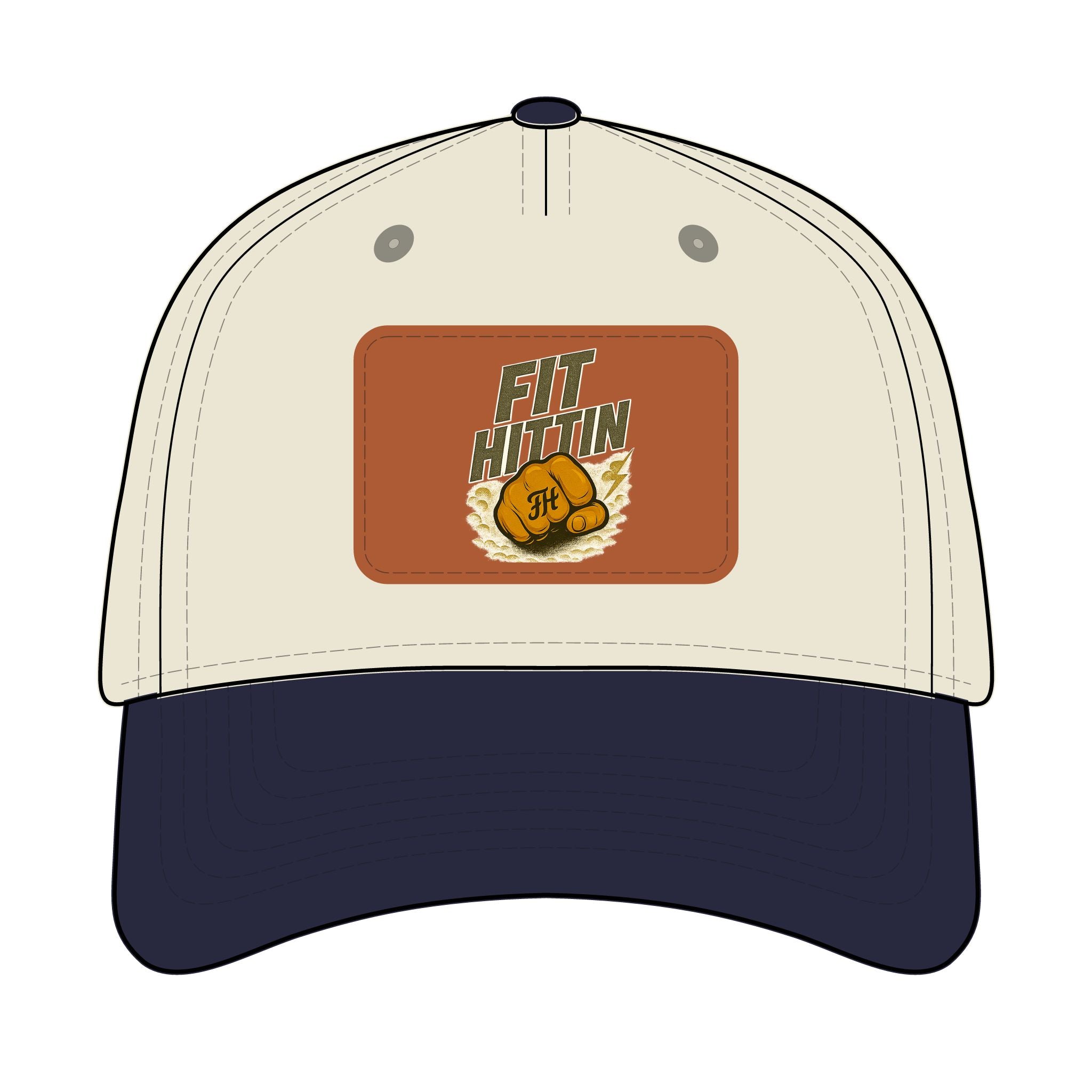 Vintage Boxing Leather Patch Baseball Cap — “Fit Hard” Mid-Profile Hat