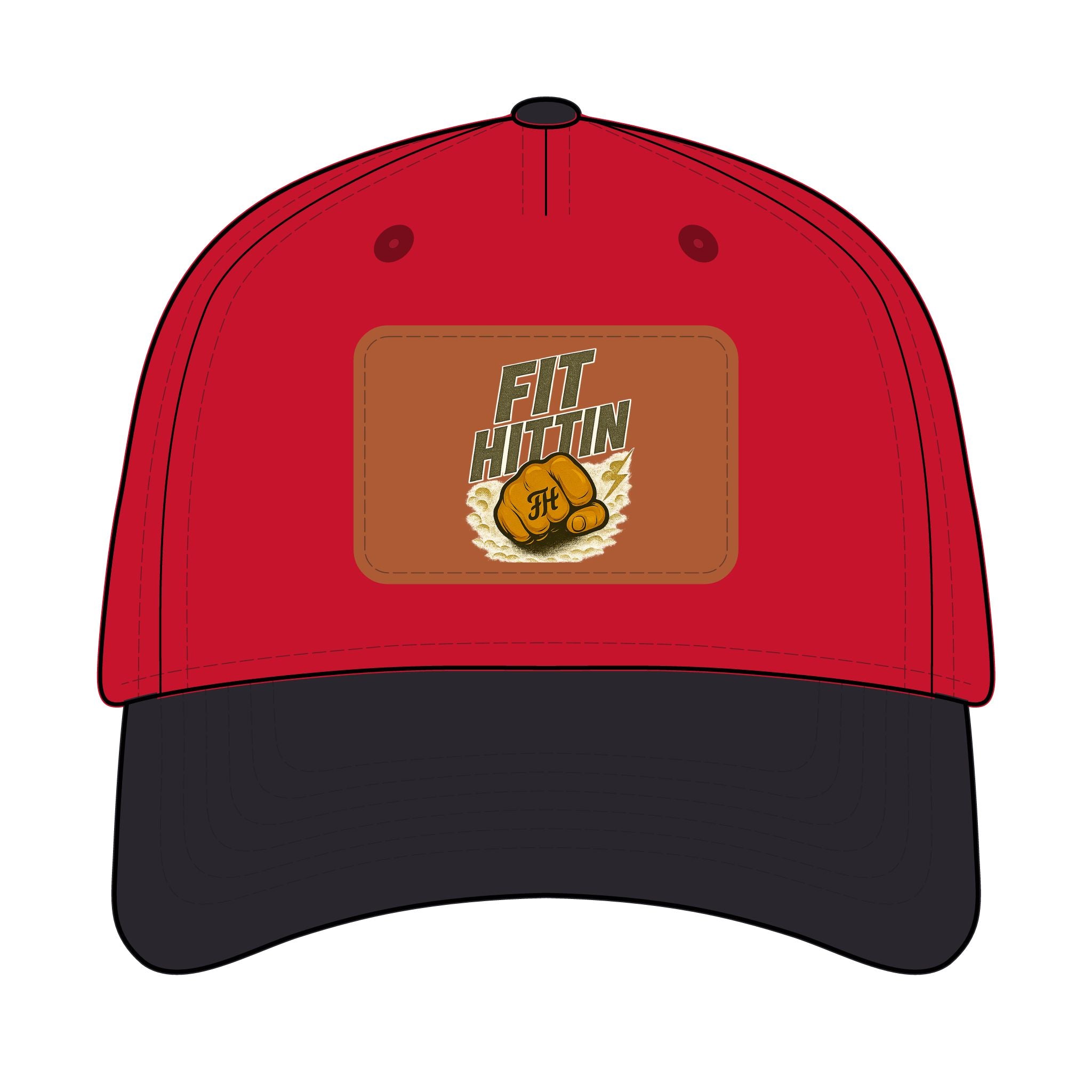 Vintage Boxing Leather Patch Baseball Cap — “Fit Hard” Mid-Profile Hat