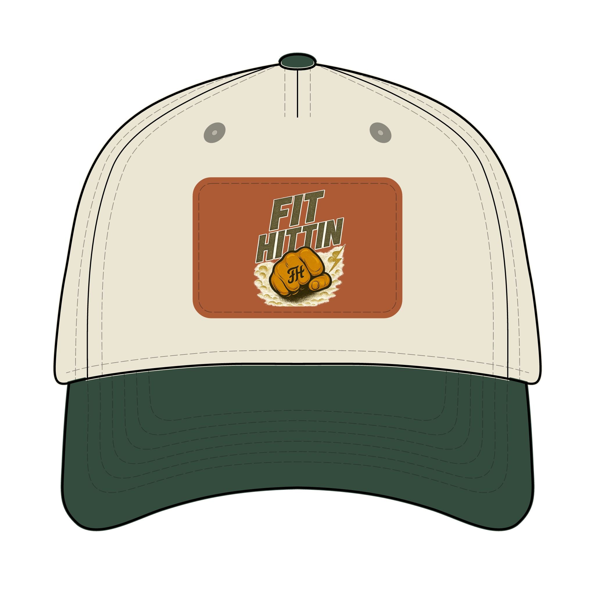 Vintage Boxing Leather Patch Baseball Cap — “Fit Hard” Mid-Profile Hat