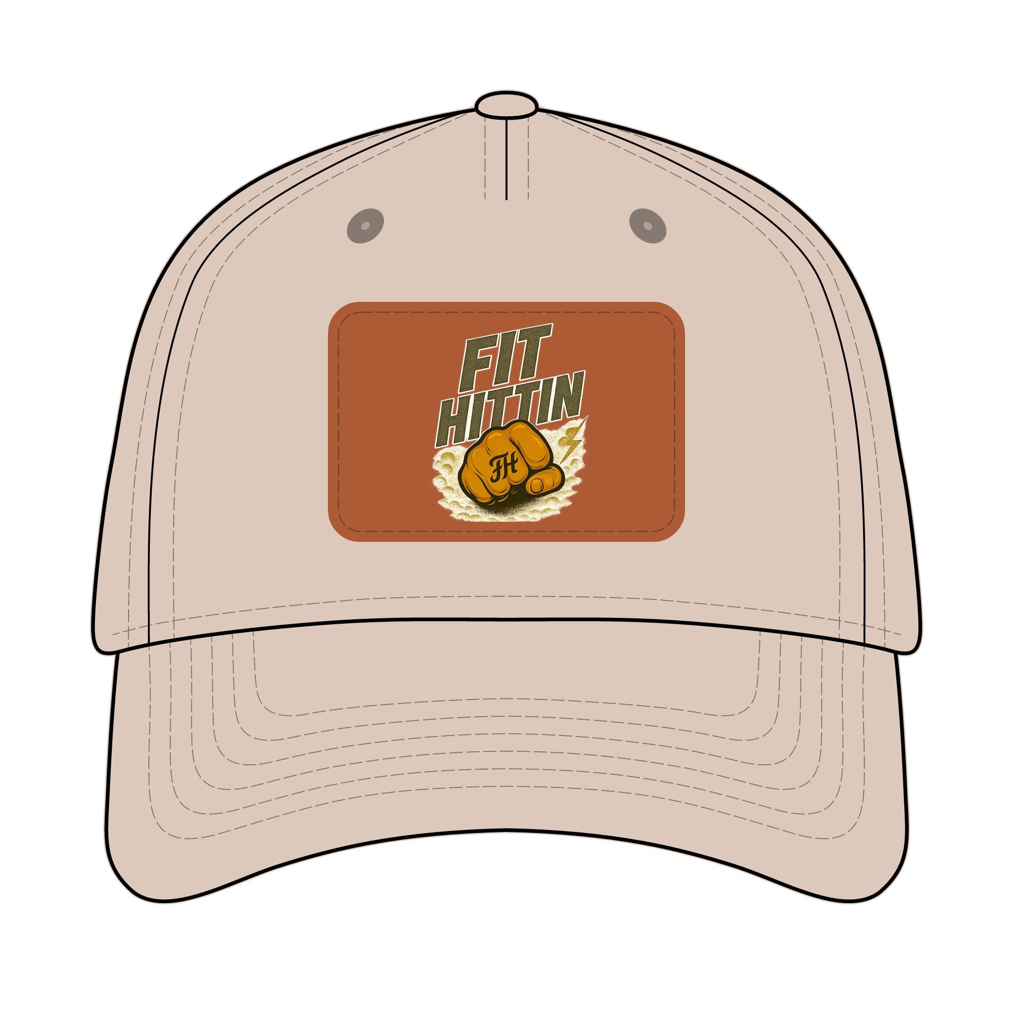 Vintage Boxing Leather Patch Baseball Cap — “Fit Hard” Mid-Profile Hat