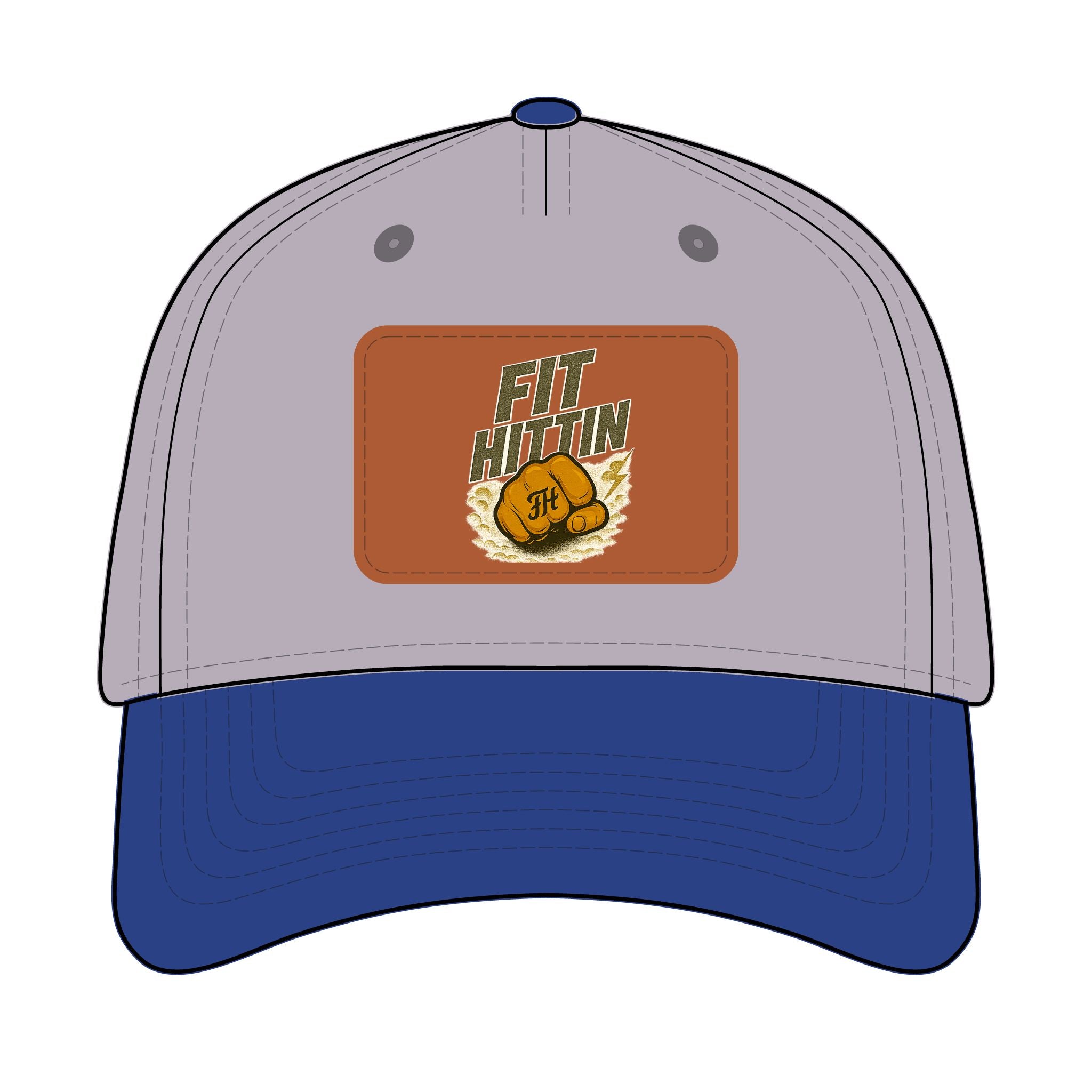 Vintage Boxing Leather Patch Baseball Cap — “Fit Hard” Mid-Profile Hat