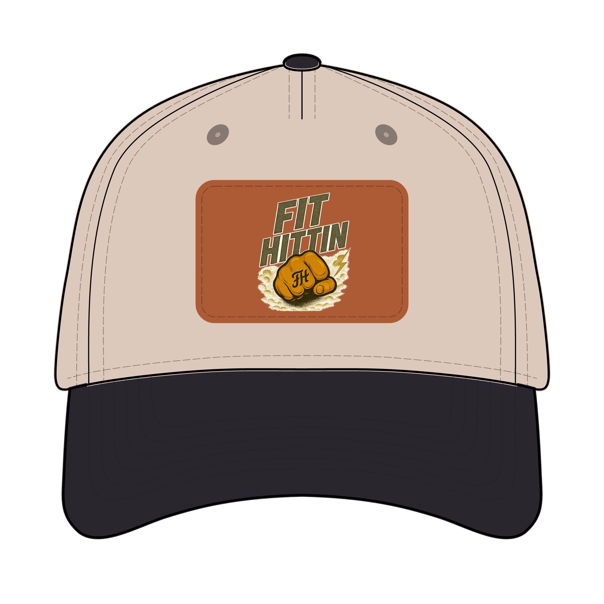 Vintage Boxing Leather Patch Baseball Cap — “Fit Hard” Mid-Profile Hat