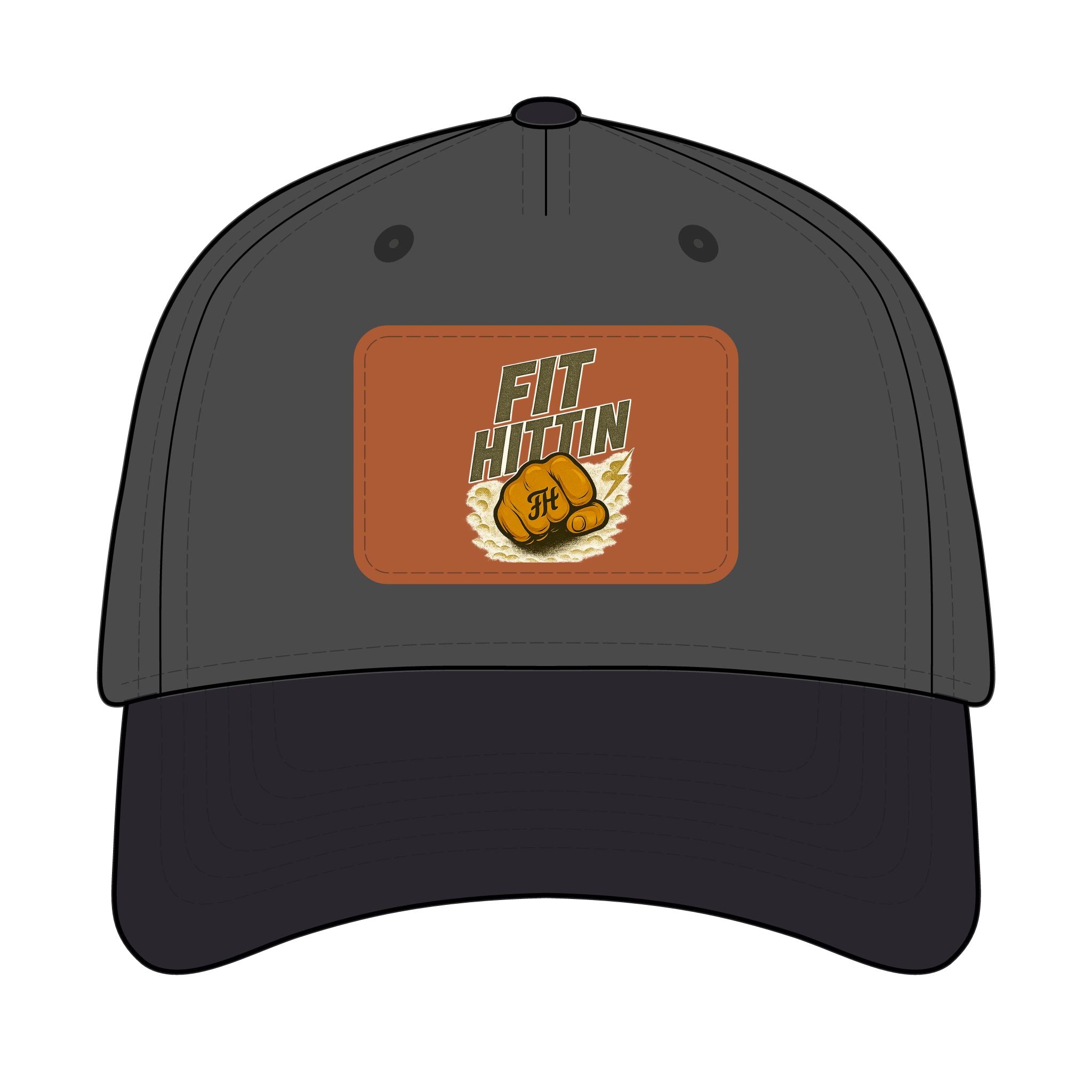 Vintage Boxing Leather Patch Baseball Cap — “Fit Hard” Mid-Profile Hat