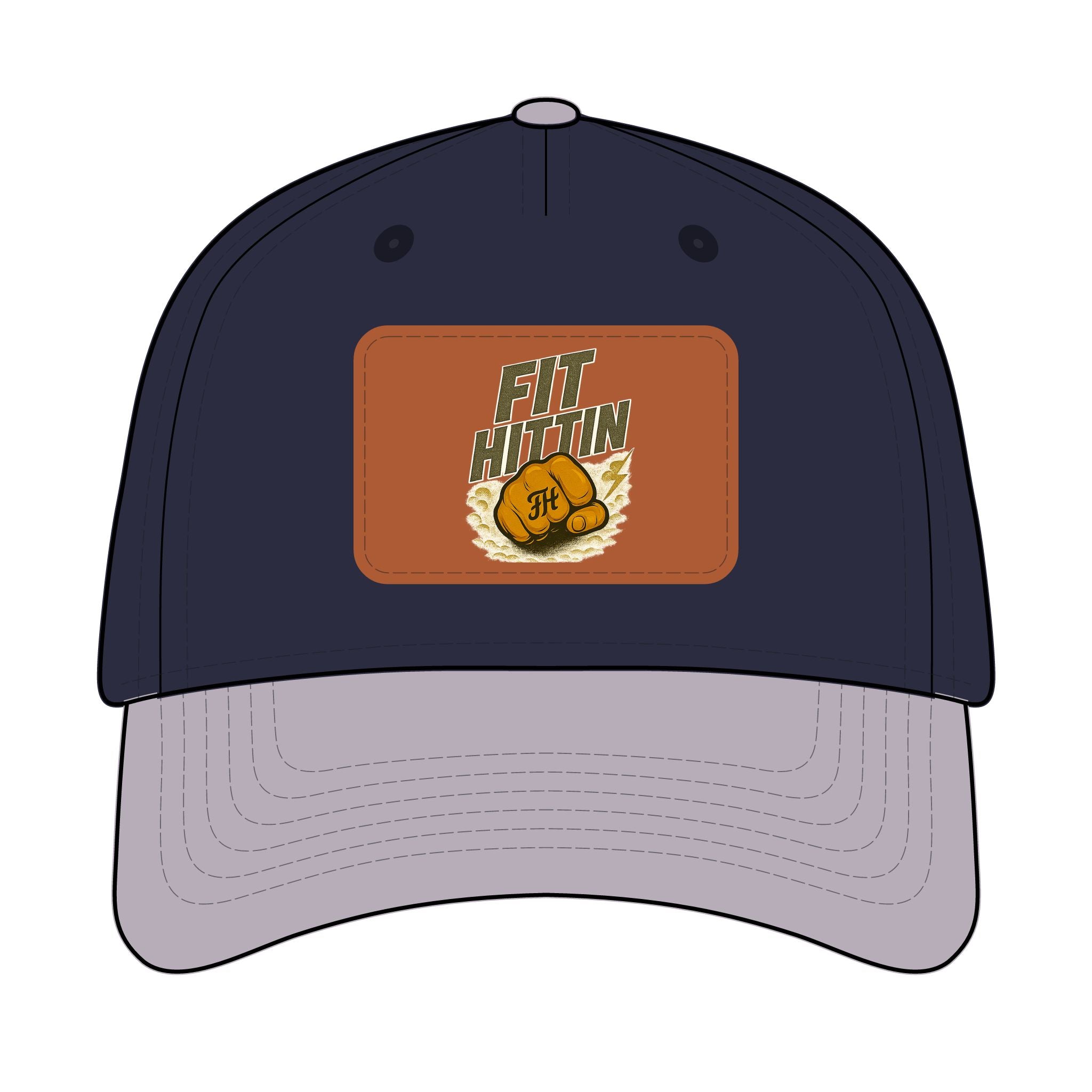 Vintage Boxing Leather Patch Baseball Cap — “Fit Hard” Mid-Profile Hat