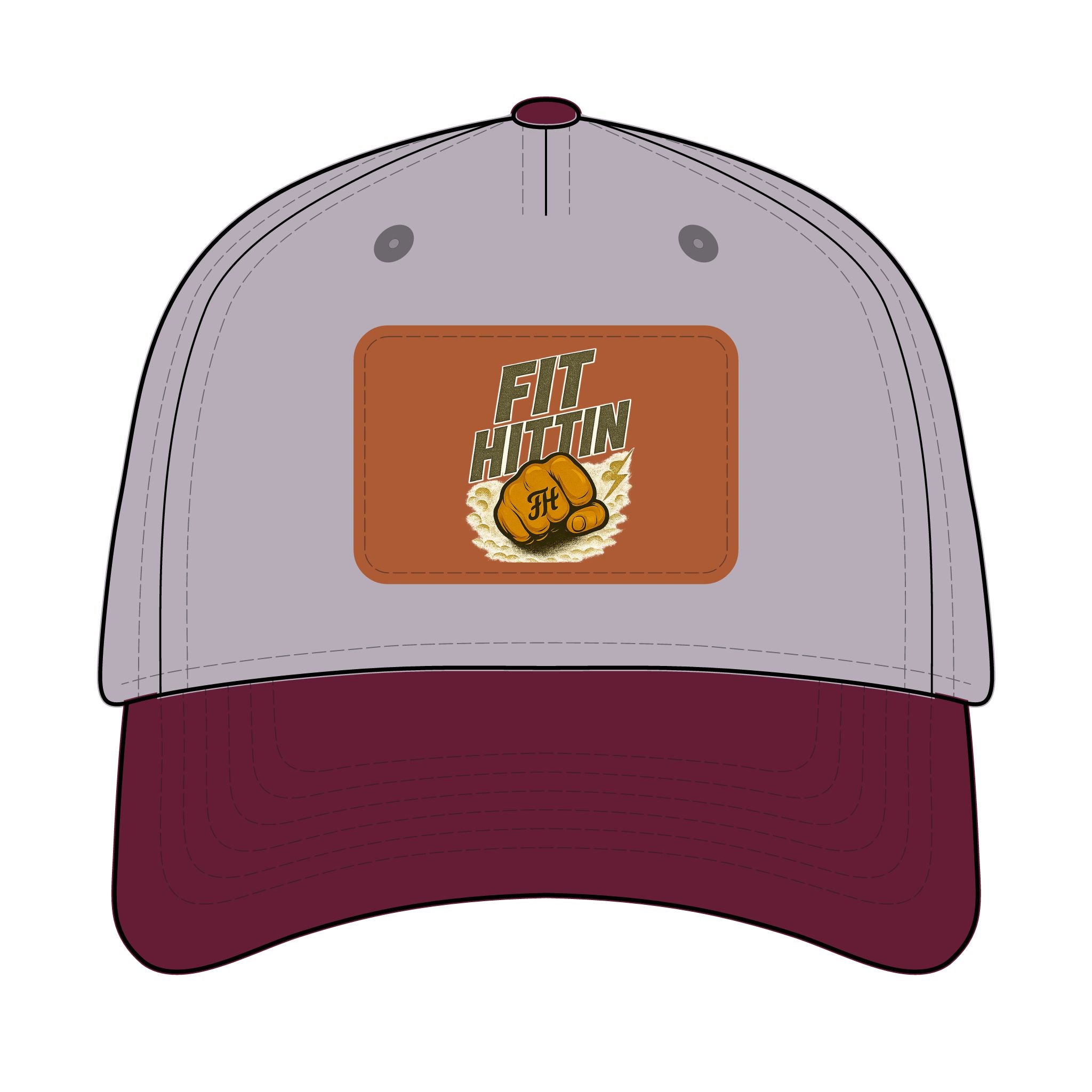 Vintage Boxing Leather Patch Baseball Cap — “Fit Hard” Mid-Profile Hat