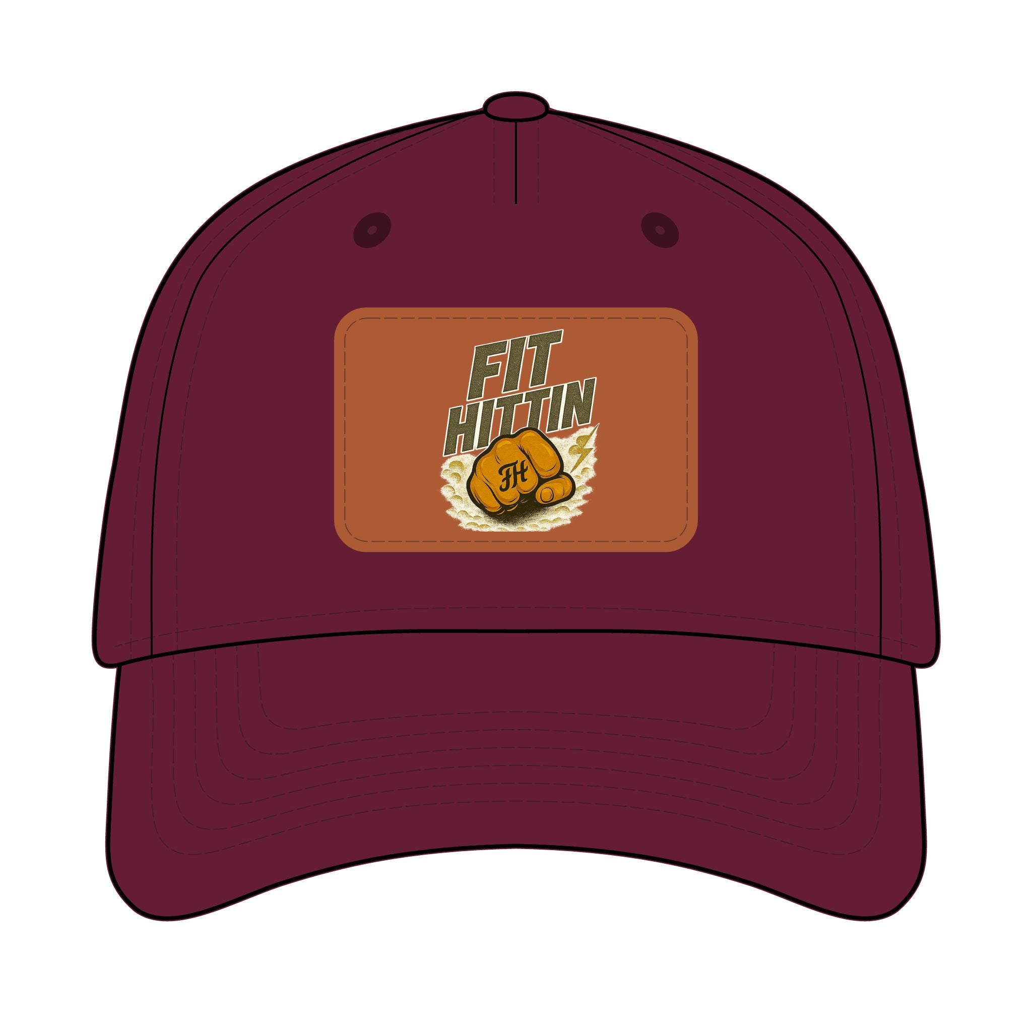 Vintage Boxing Leather Patch Baseball Cap — “Fit Hard” Mid-Profile Hat