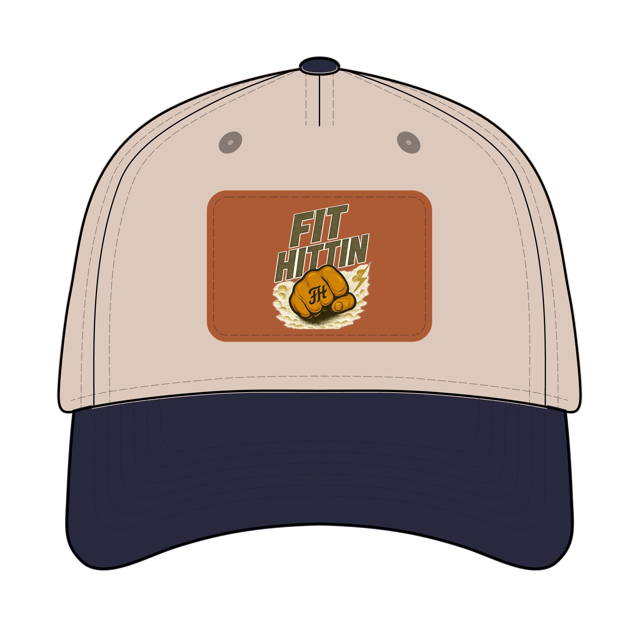 Vintage Boxing Leather Patch Baseball Cap — “Fit Hard” Mid-Profile Hat