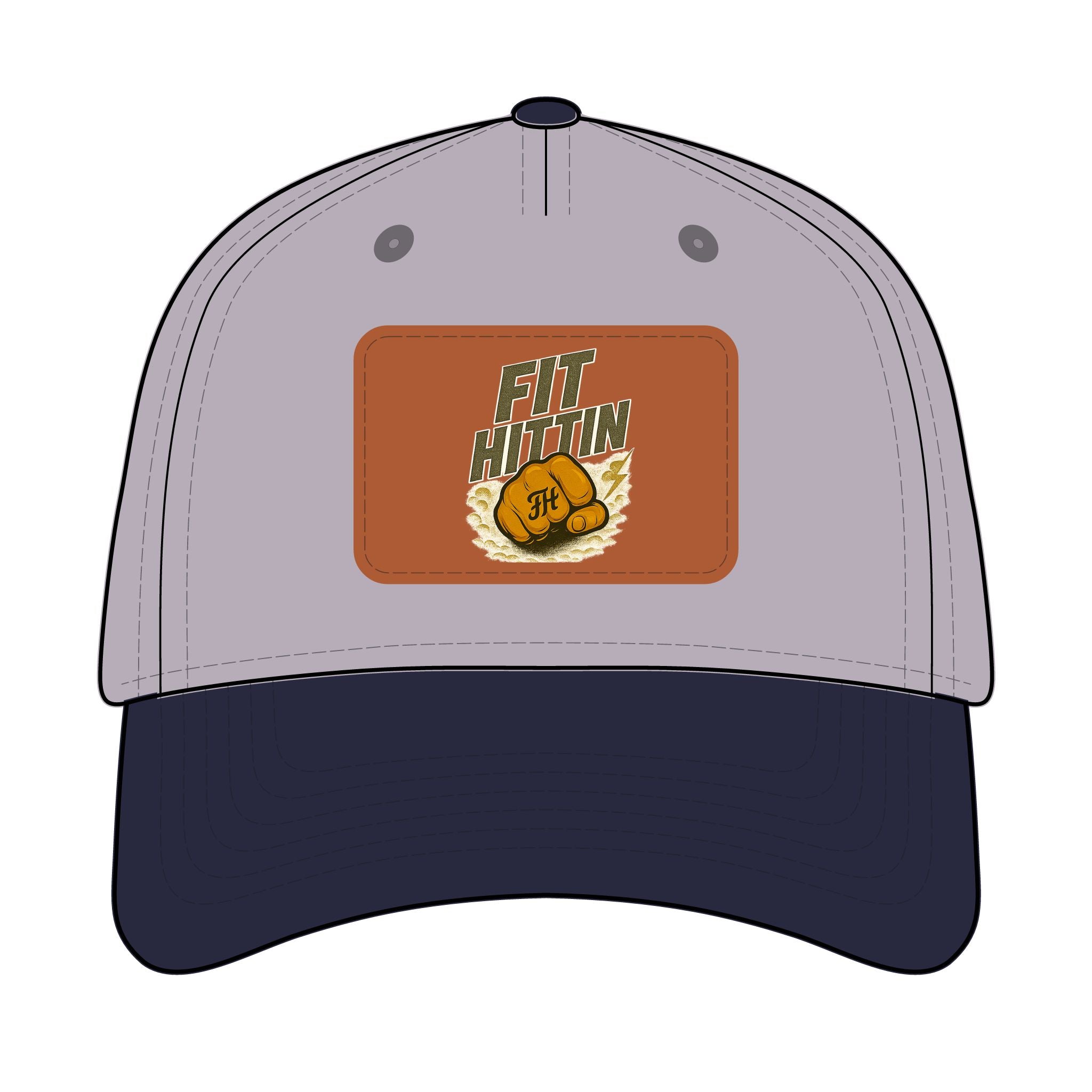 Vintage Boxing Leather Patch Baseball Cap — “Fit Hard” Mid-Profile Hat