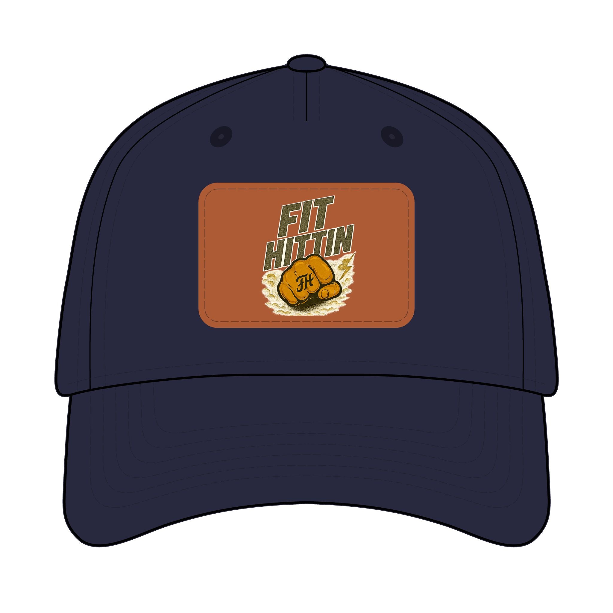 Vintage Boxing Leather Patch Baseball Cap — “Fit Hard” Mid-Profile Hat