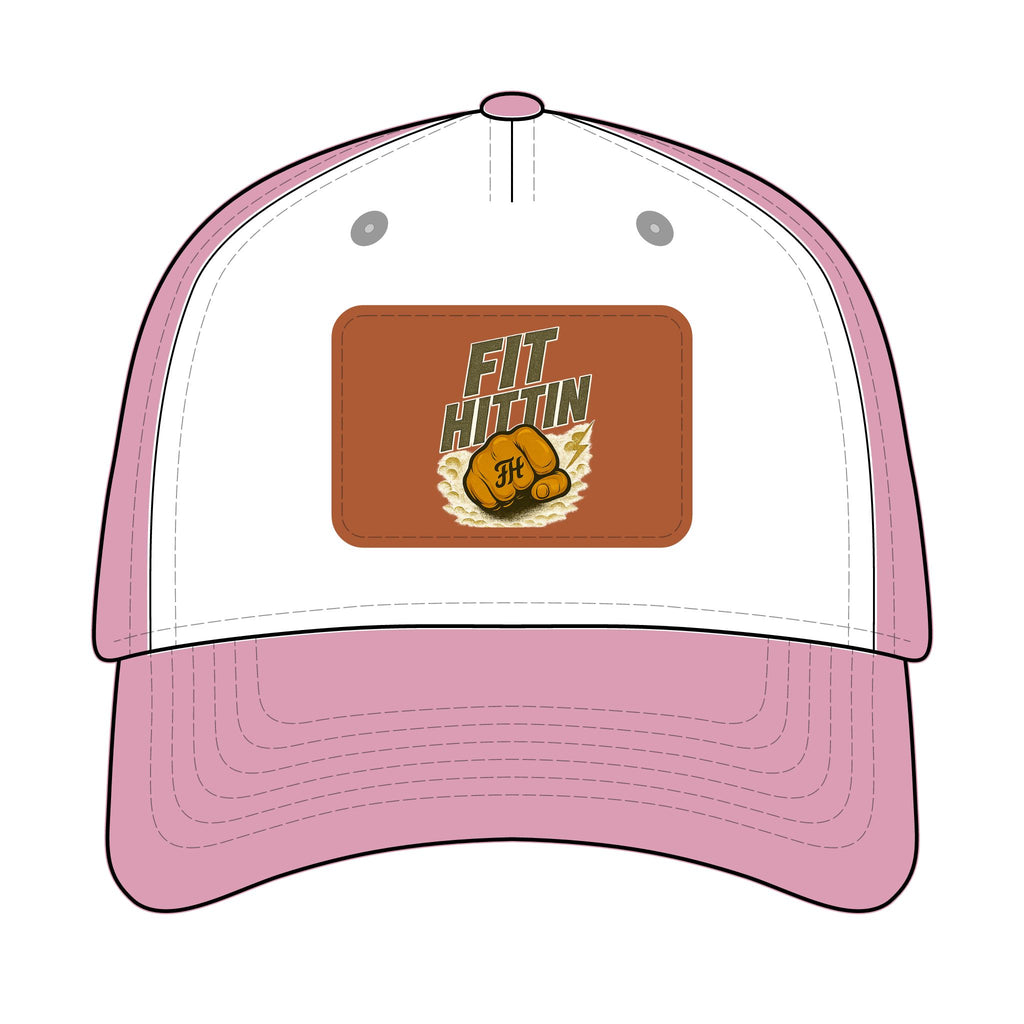 Vintage Boxing Leather Patch Baseball Cap — “Fit Hard” Mid-Profile Hat