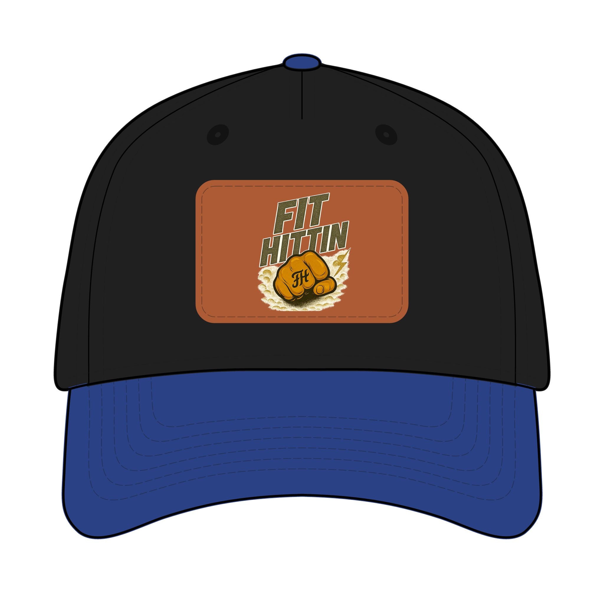 Vintage Boxing Leather Patch Baseball Cap — “Fit Hard” Mid-Profile Hat