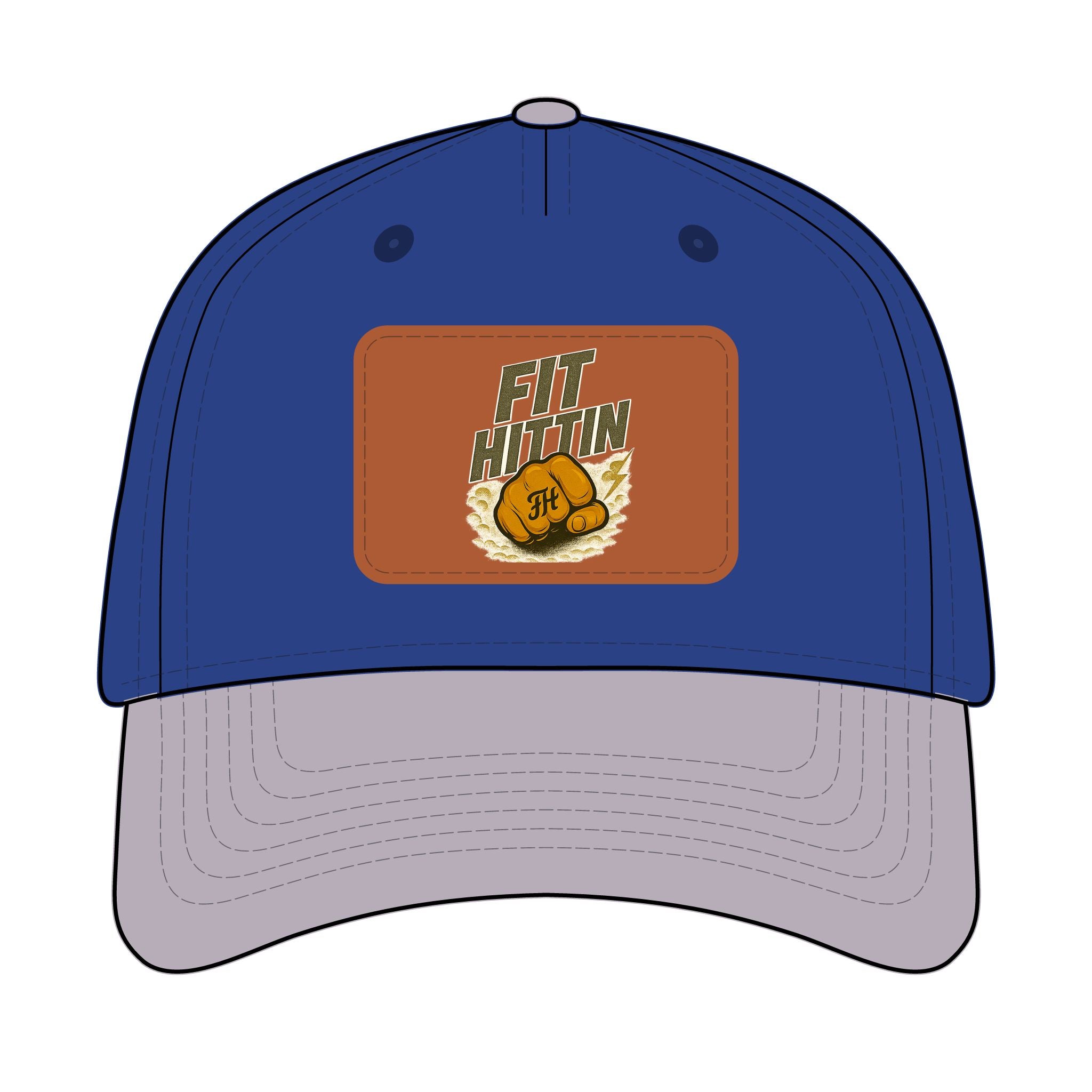 Vintage Boxing Leather Patch Baseball Cap — “Fit Hard” Mid-Profile Hat