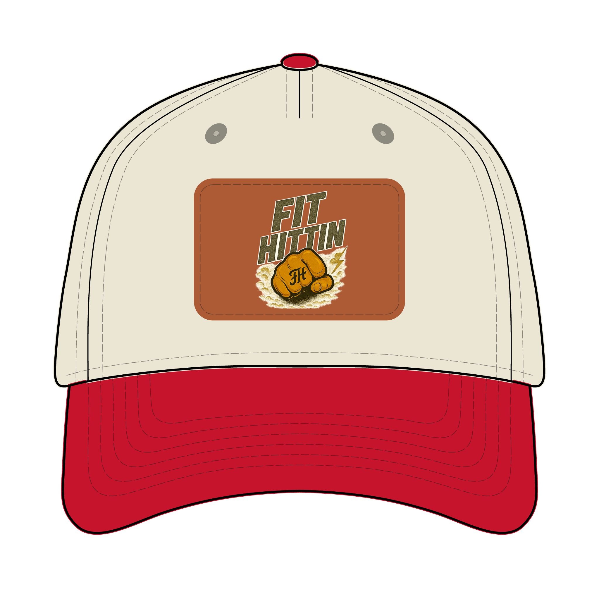Vintage Boxing Leather Patch Baseball Cap — “Fit Hard” Mid-Profile Hat