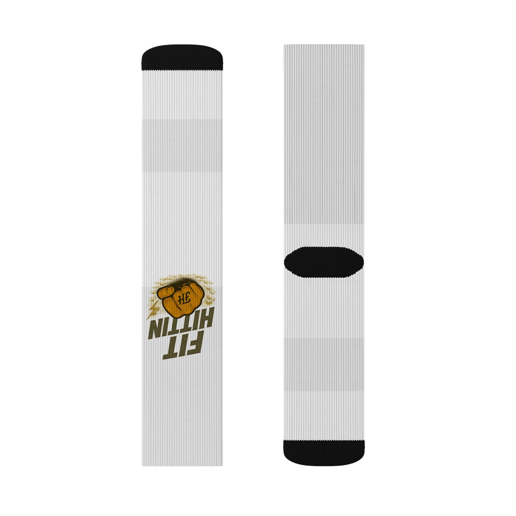 Custom Sublimation Crew Socks — 'Fit Hitin' Logo Athletic Socks