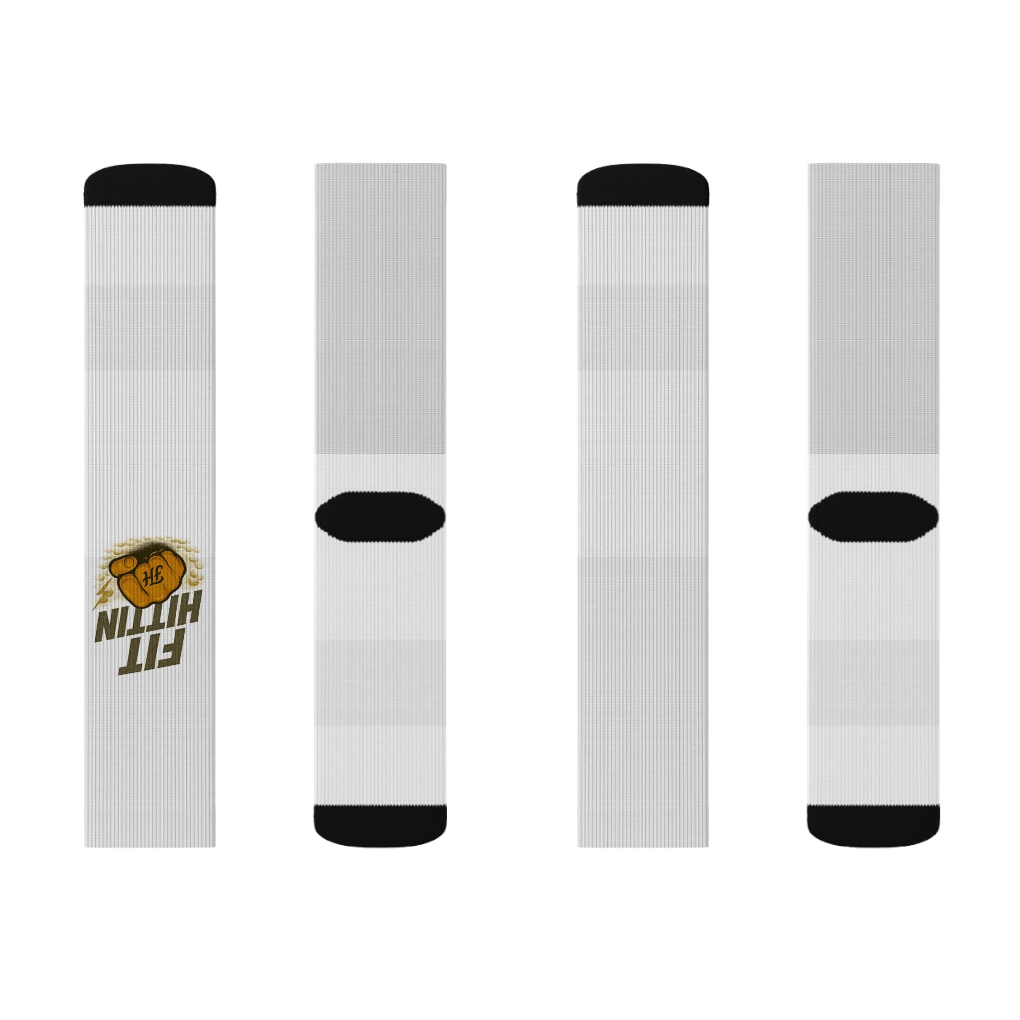 Custom Sublimation Crew Socks — 'Fit Hitin' Logo Athletic Socks
