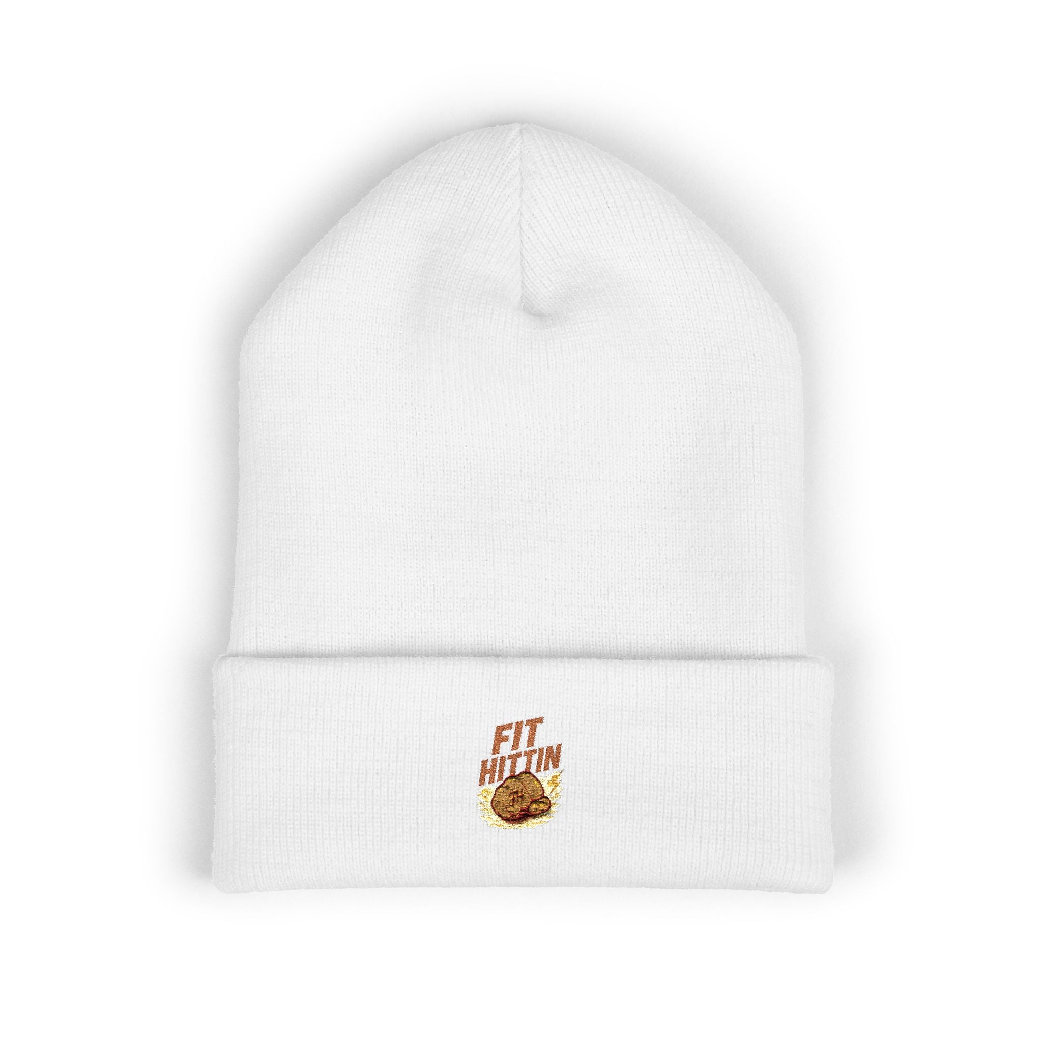 Embroidered 'Fit Flu' Coffee Donut Beanie — Cozy Cuffed Winter Hat
