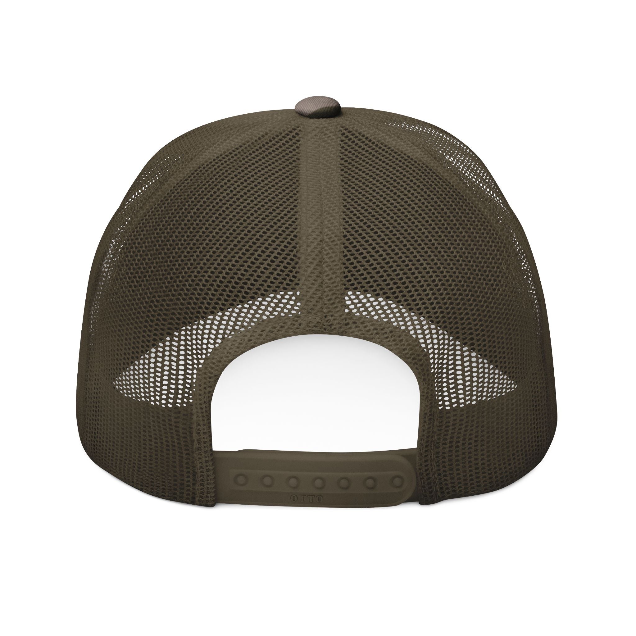 Camo Trucker Hat — Embroidered Sunflower Patch Cap