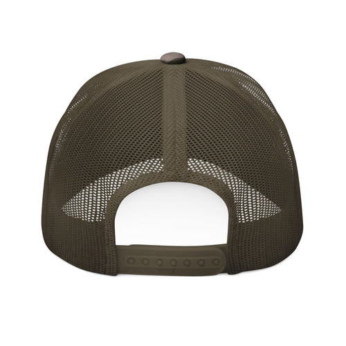Camo Trucker Hat — Embroidered Sunflower Patch Cap