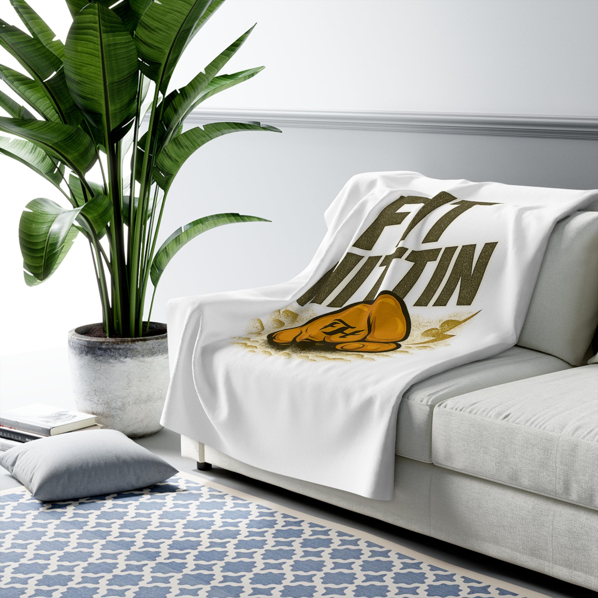 Fit Hittin Fist Sherpa Blanket — Cozy Motivational Fitness Throw
