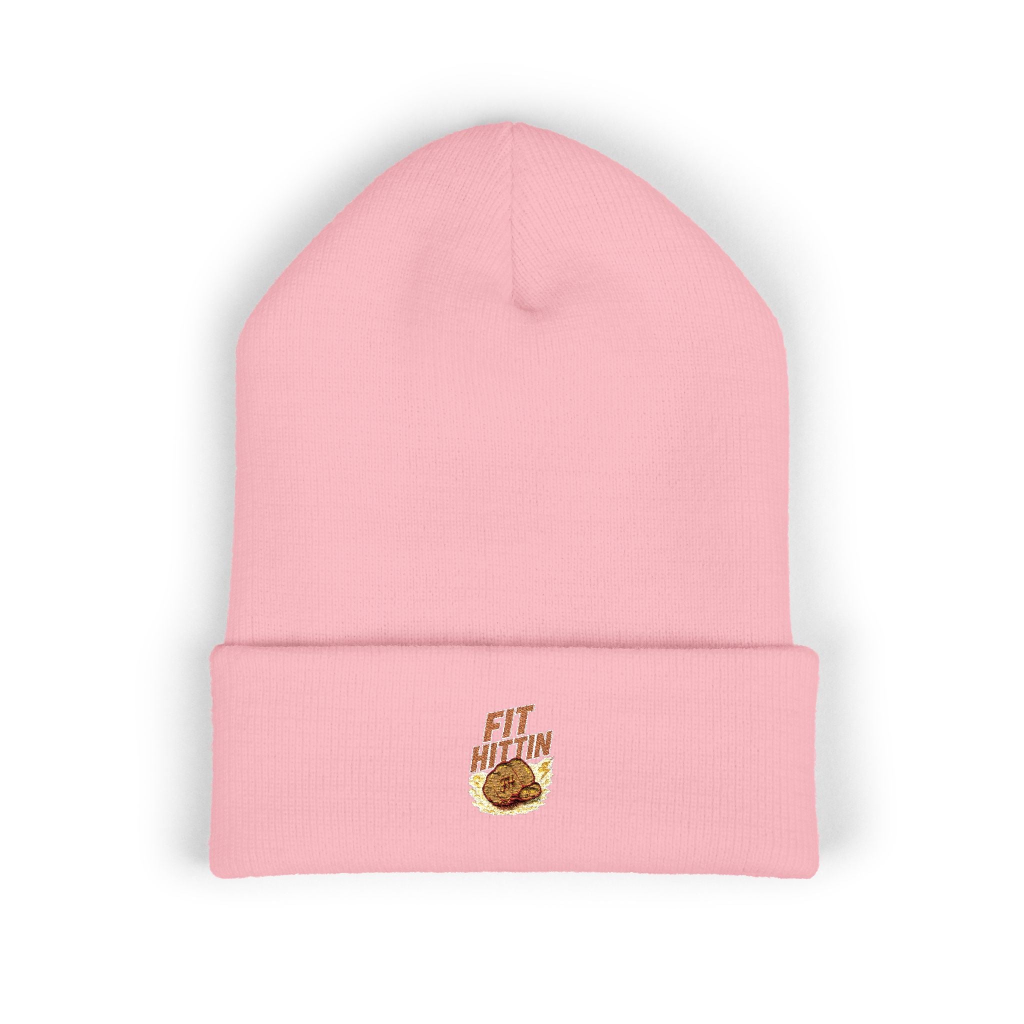 Embroidered 'Fit Flu' Coffee Donut Beanie — Cozy Cuffed Winter Hat