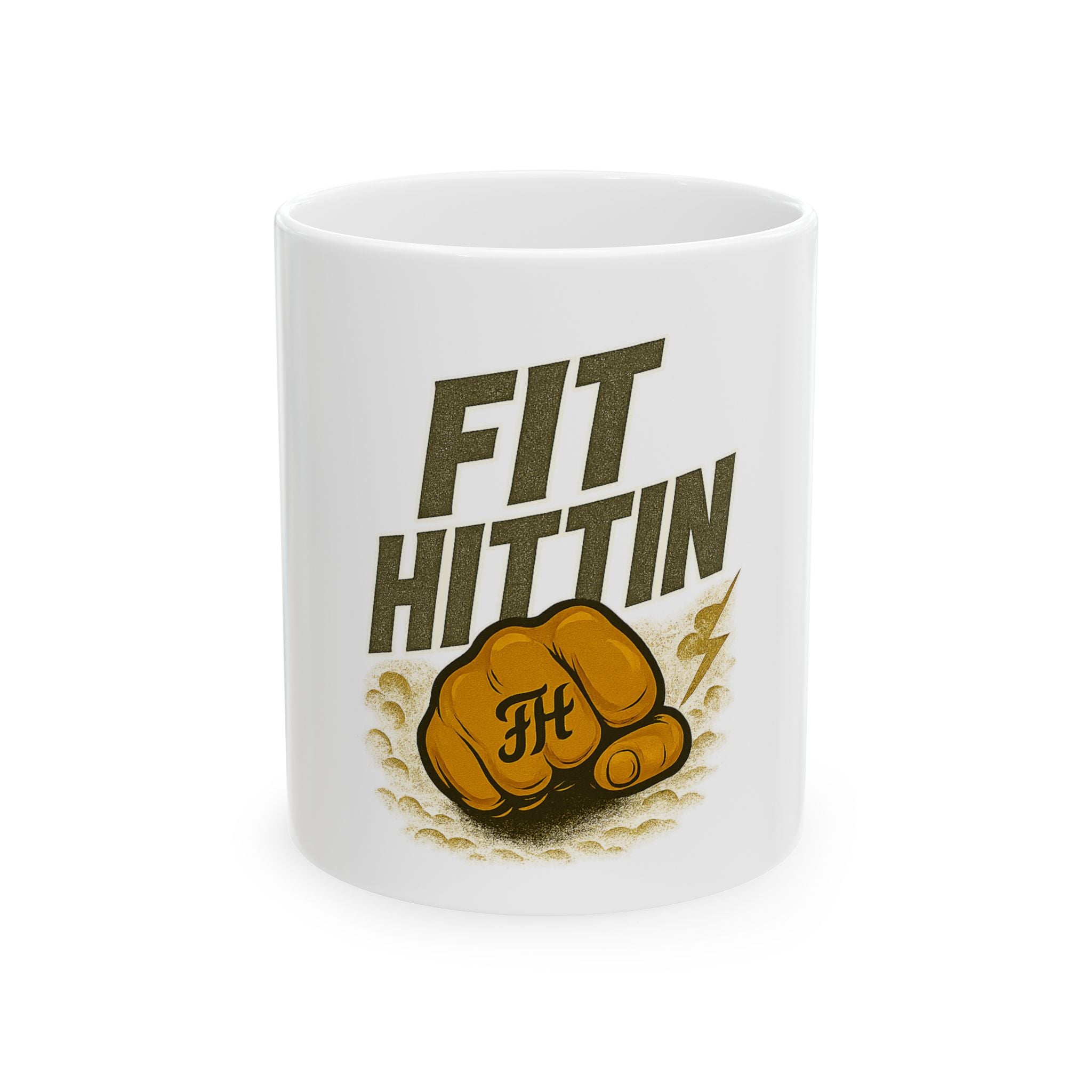Fit Hittin Boxing Fist Ceramic Mug – Motivational Gym Coffee Cup (11oz & 15oz)