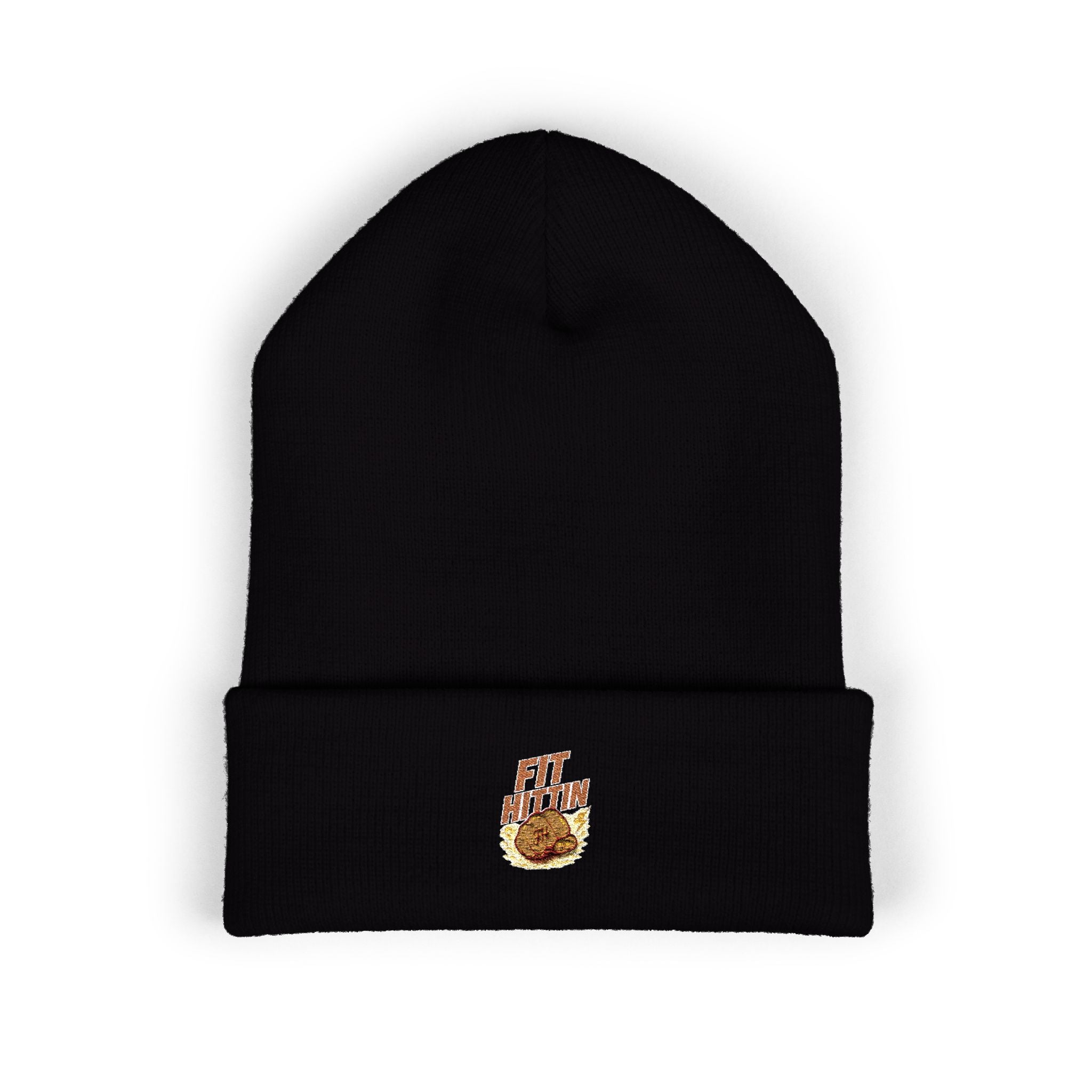 Embroidered 'Fit Flu' Coffee Donut Beanie — Cozy Cuffed Winter Hat